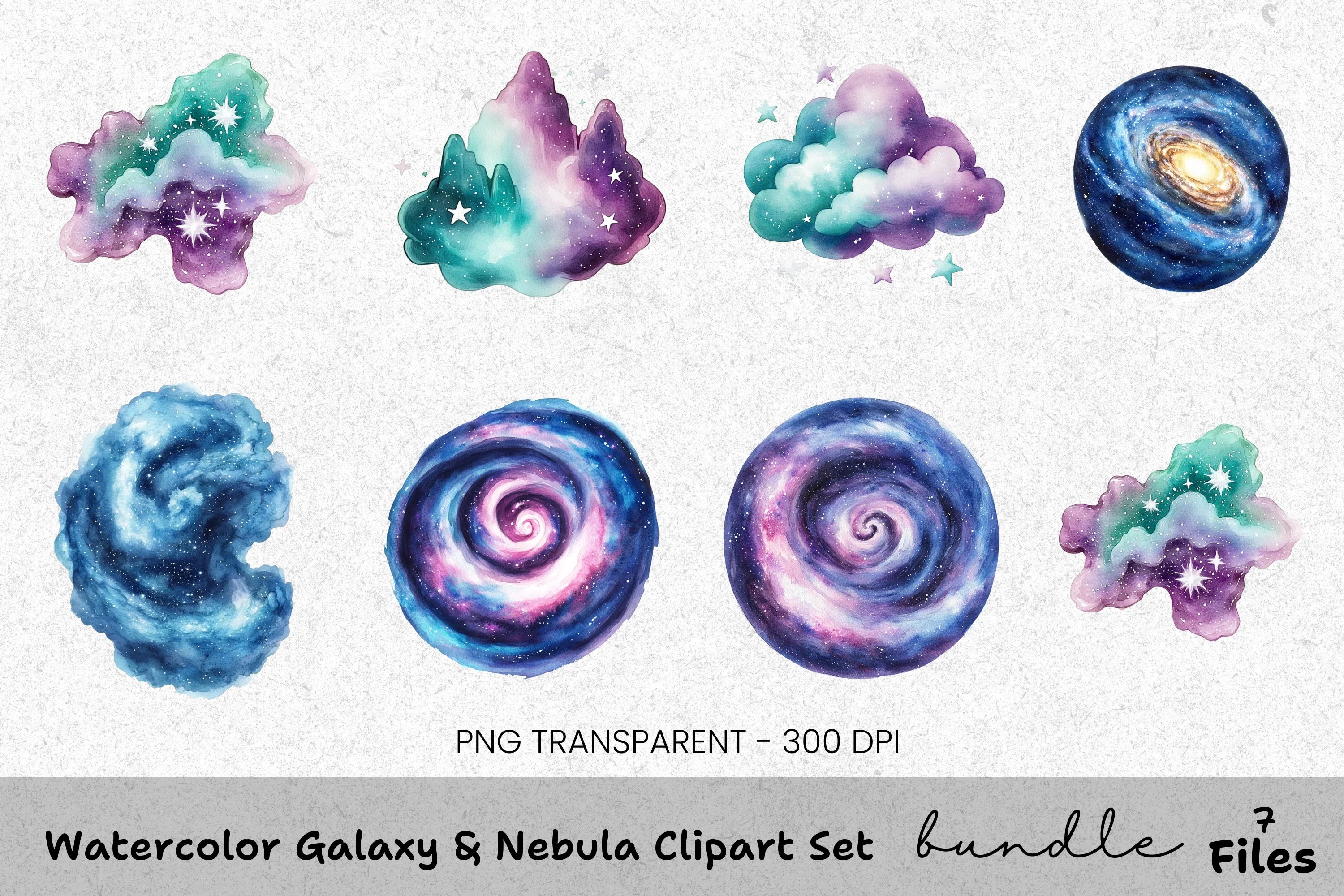 Galaxy Nebula Clipart Bundle