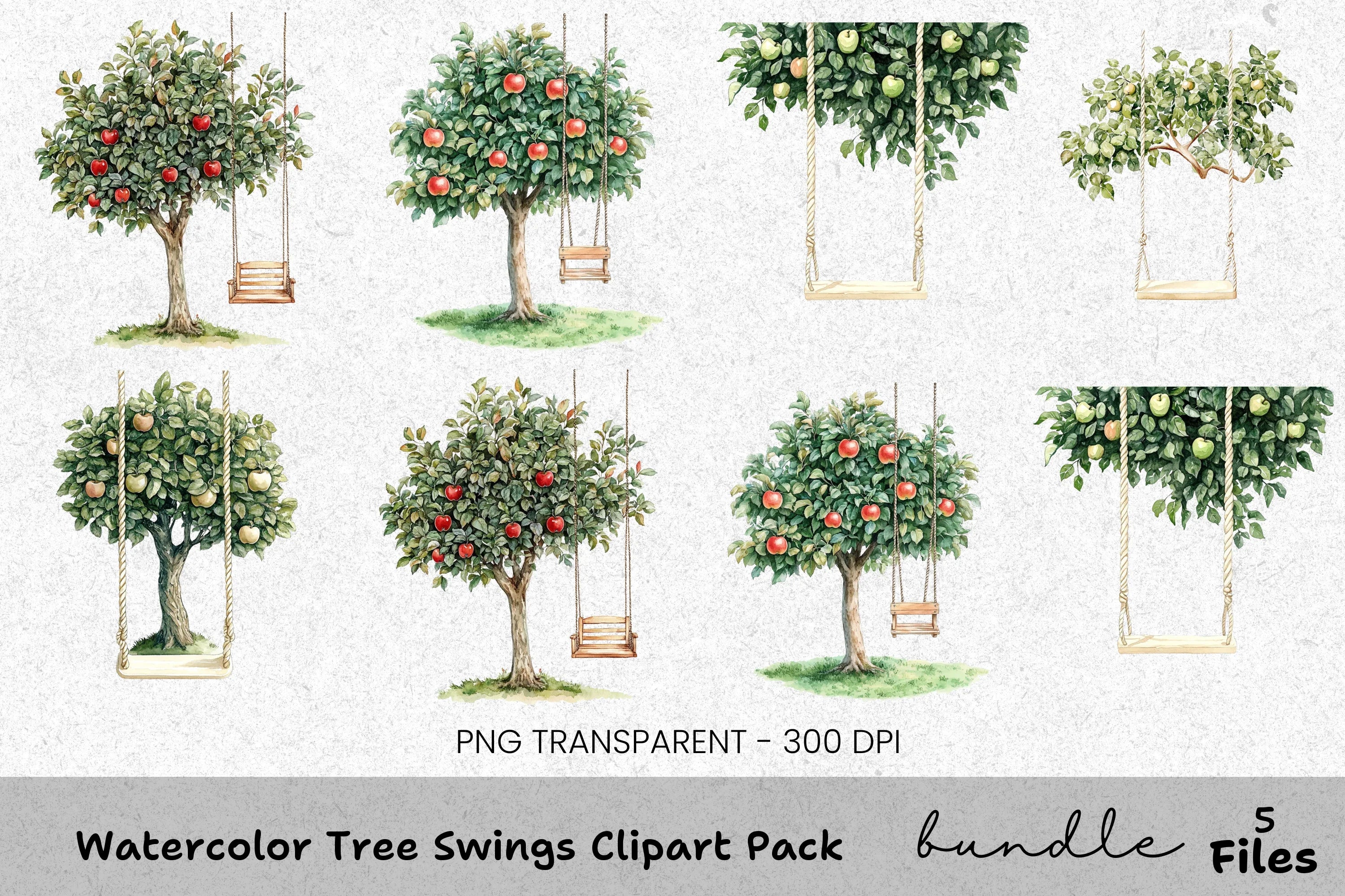 Tree Swings Clipart Bundle