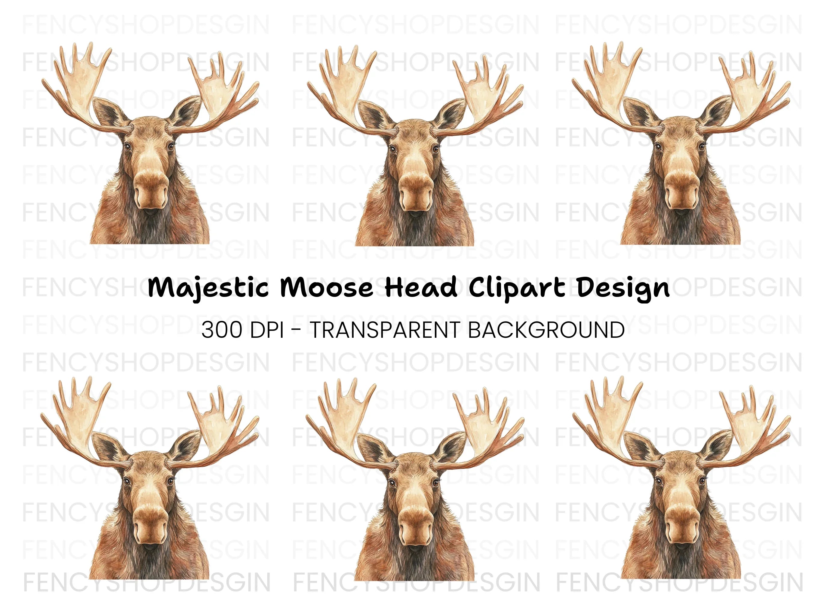 Majestic Moose Head Clipart Bundle