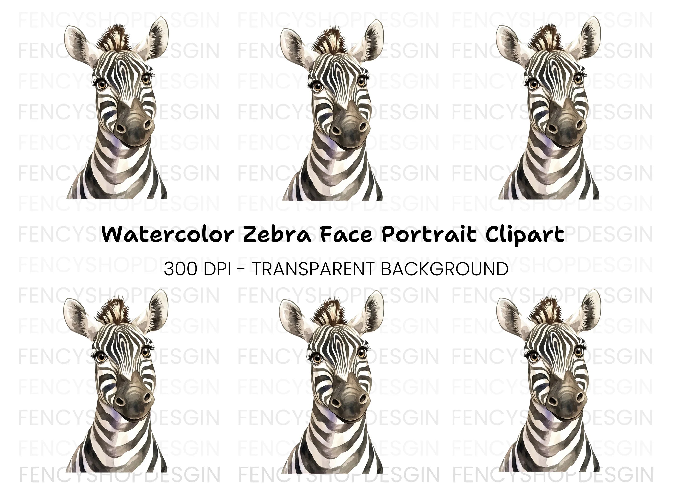 Cute Zebra Head Clipart Bundle