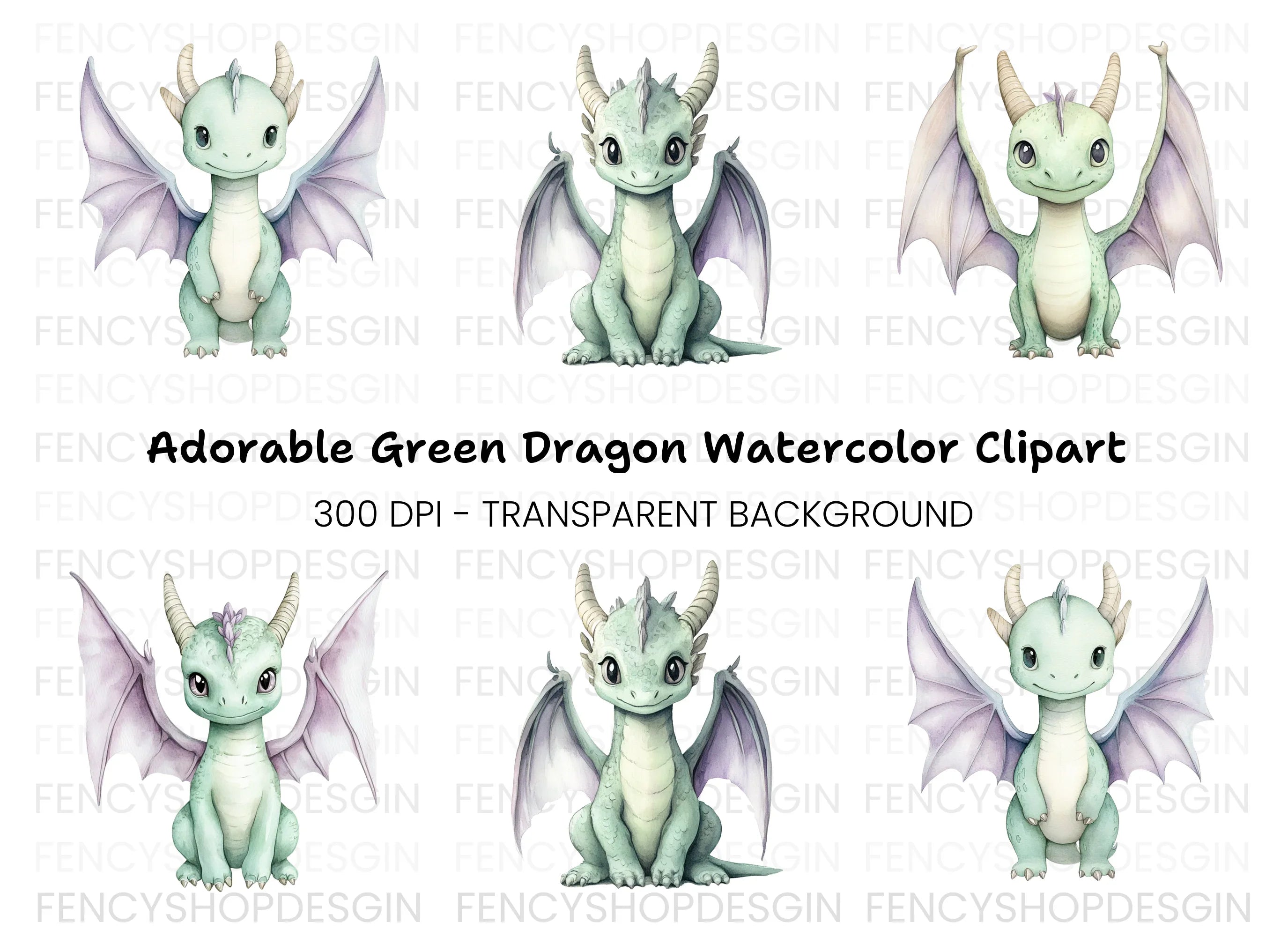 Cute Baby Dragon Clipart Bundle