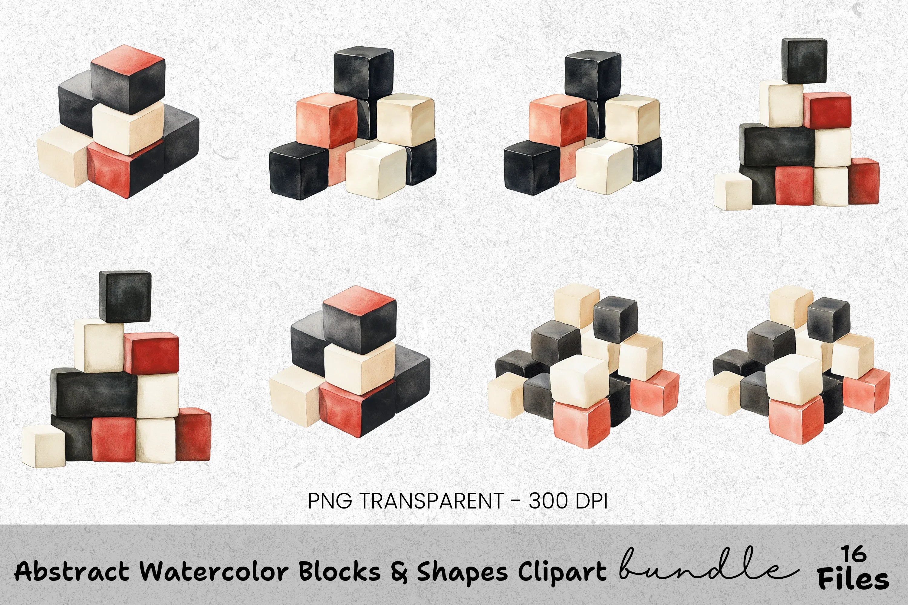 Abstract Blocks Shapes Clipart Bundle