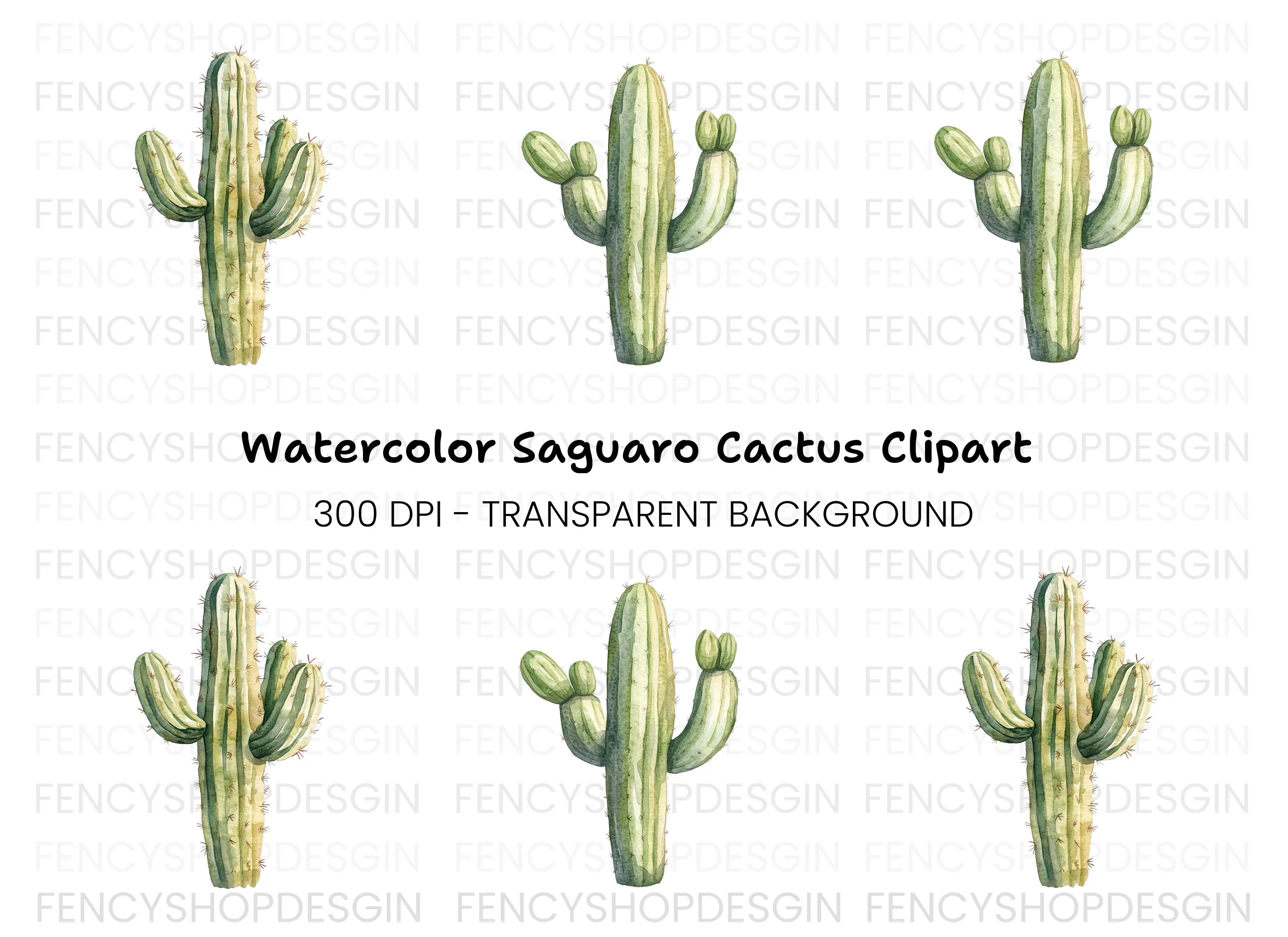 Saguaro Cactus Clipart Bundle