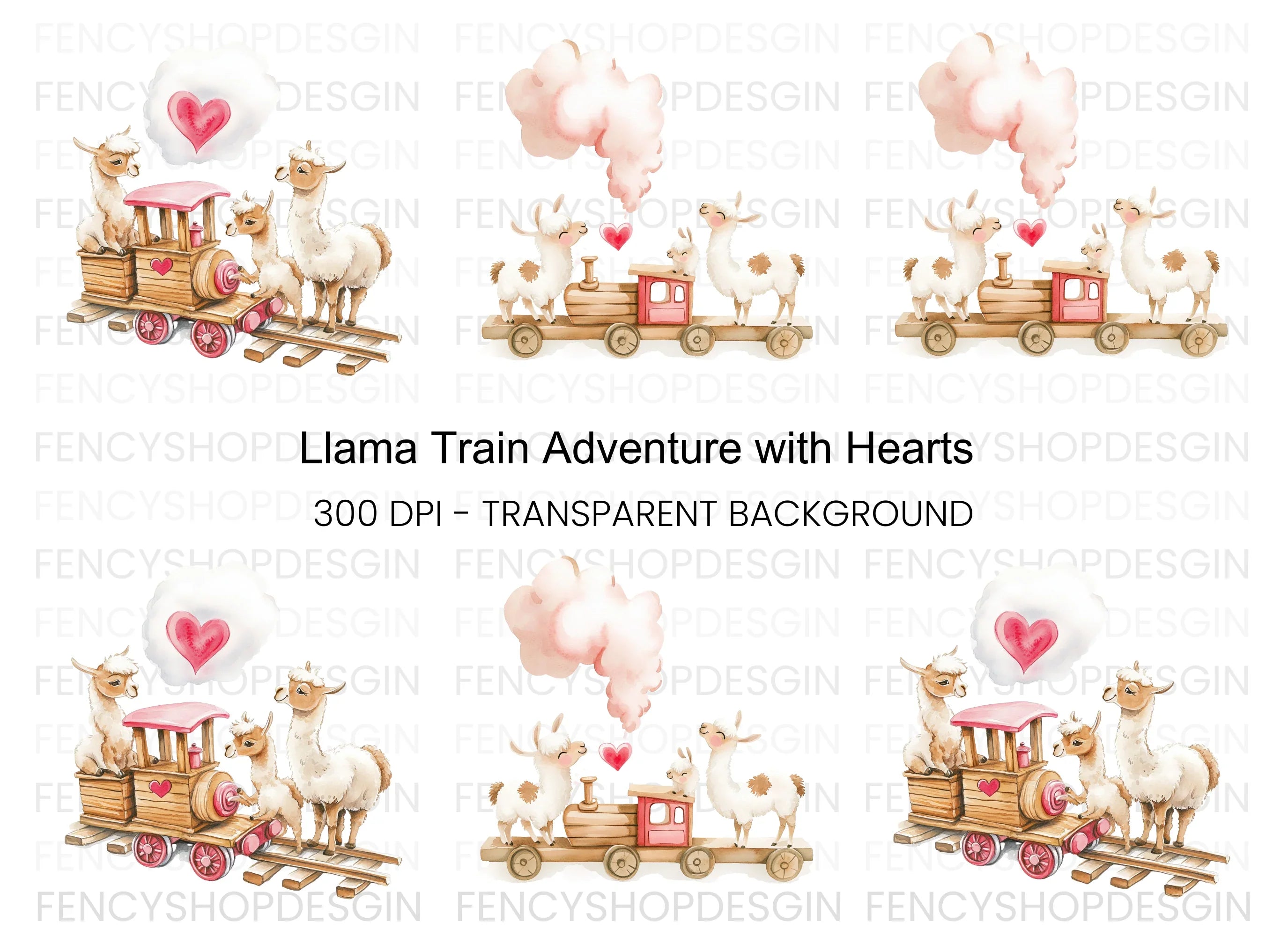 Llama Train Adventure Clipart Bundle