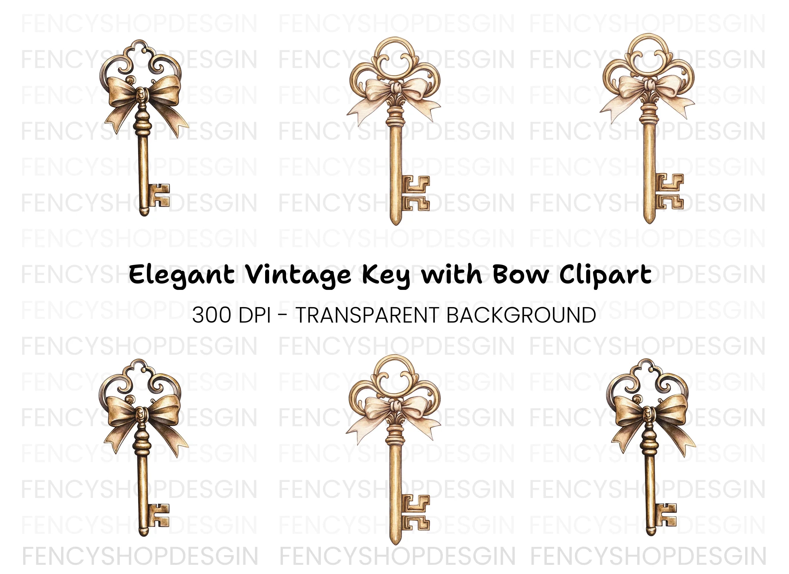 Elegant Vintage Skeleton Keys Clipart Bundle