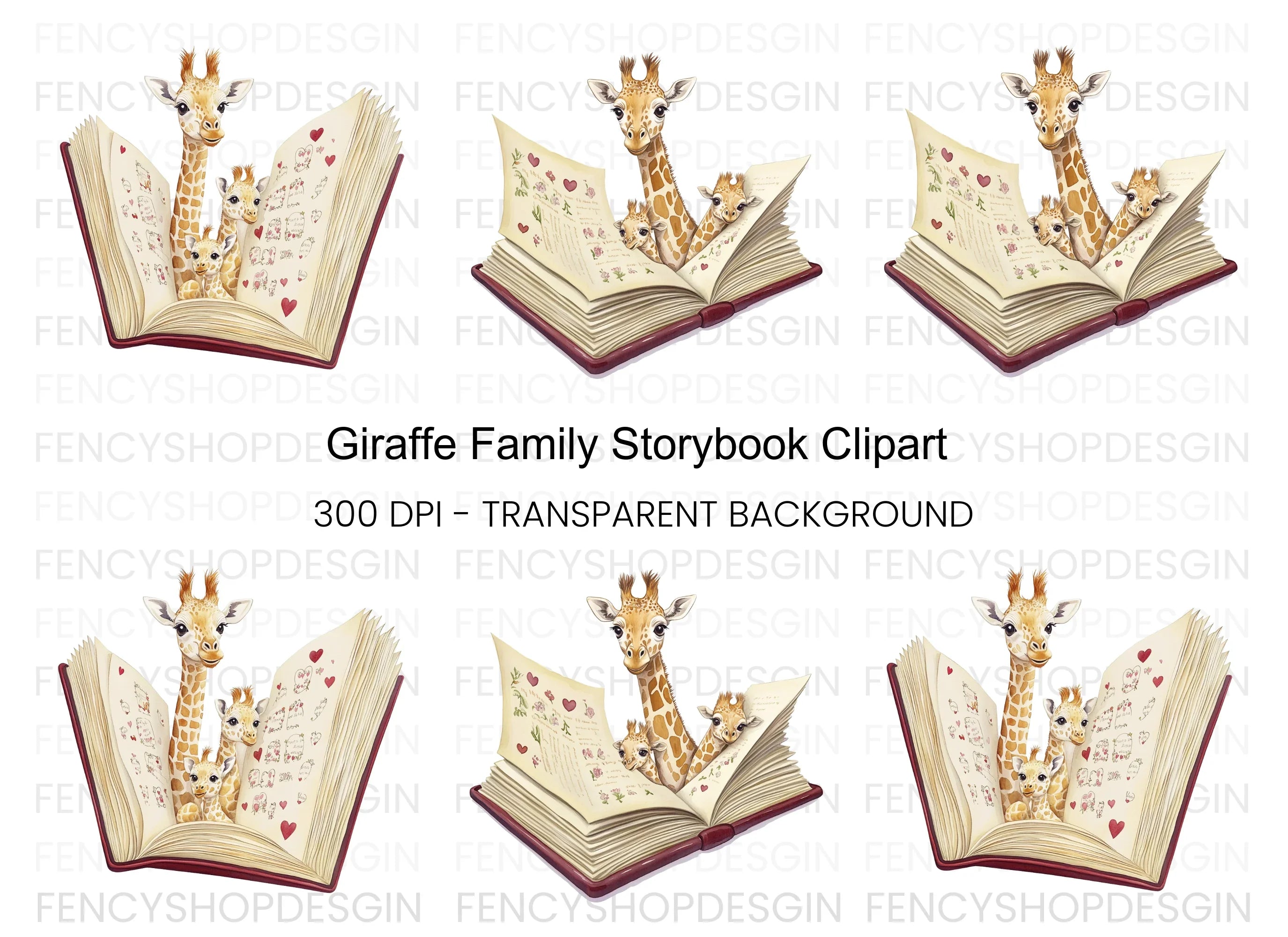Giraffe Family Pop Up Book Clipart Bundle