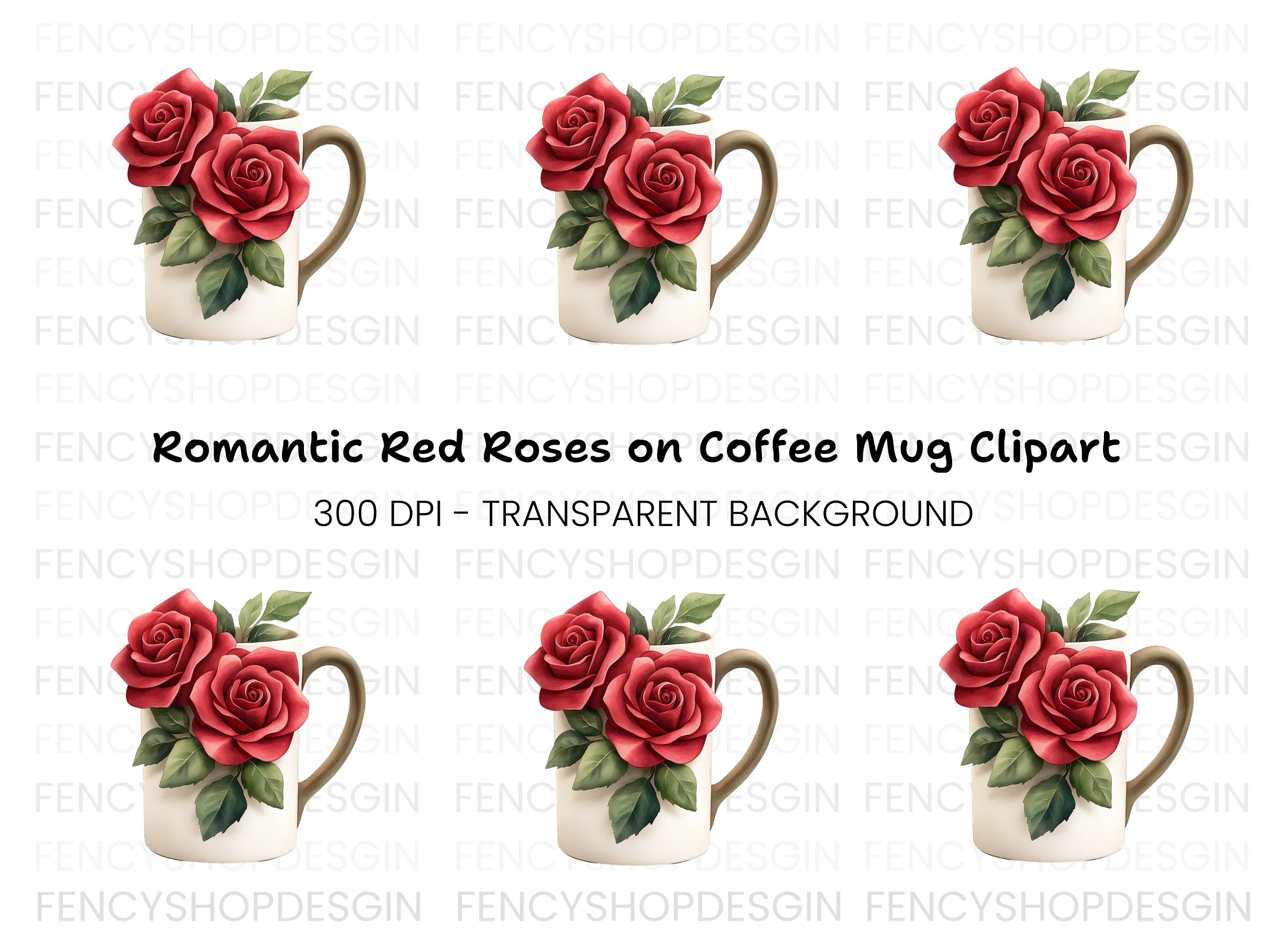 Charming Rose Decorated Clipart Bundle