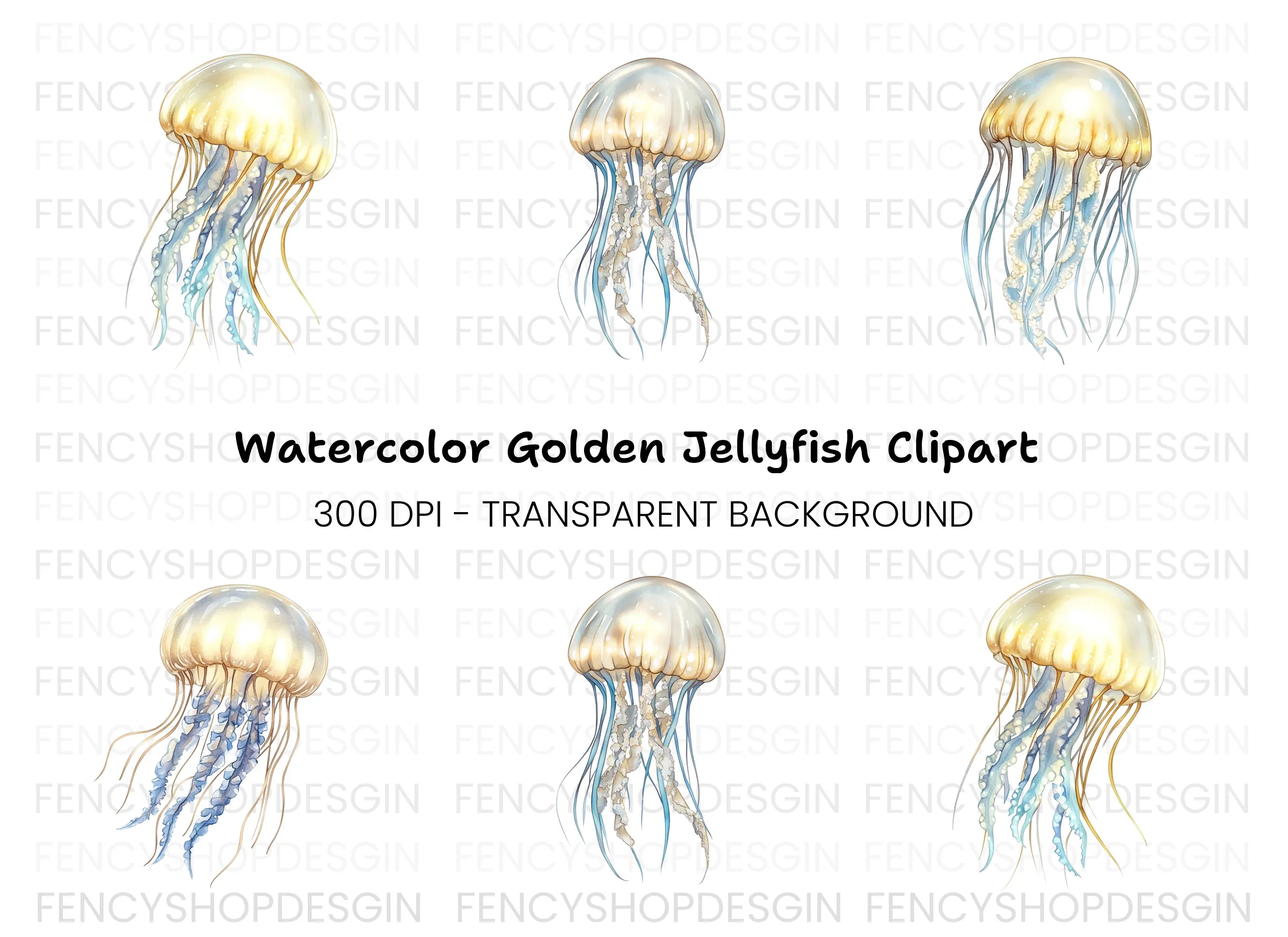 Graceful Jellyfish Clipart Bundle