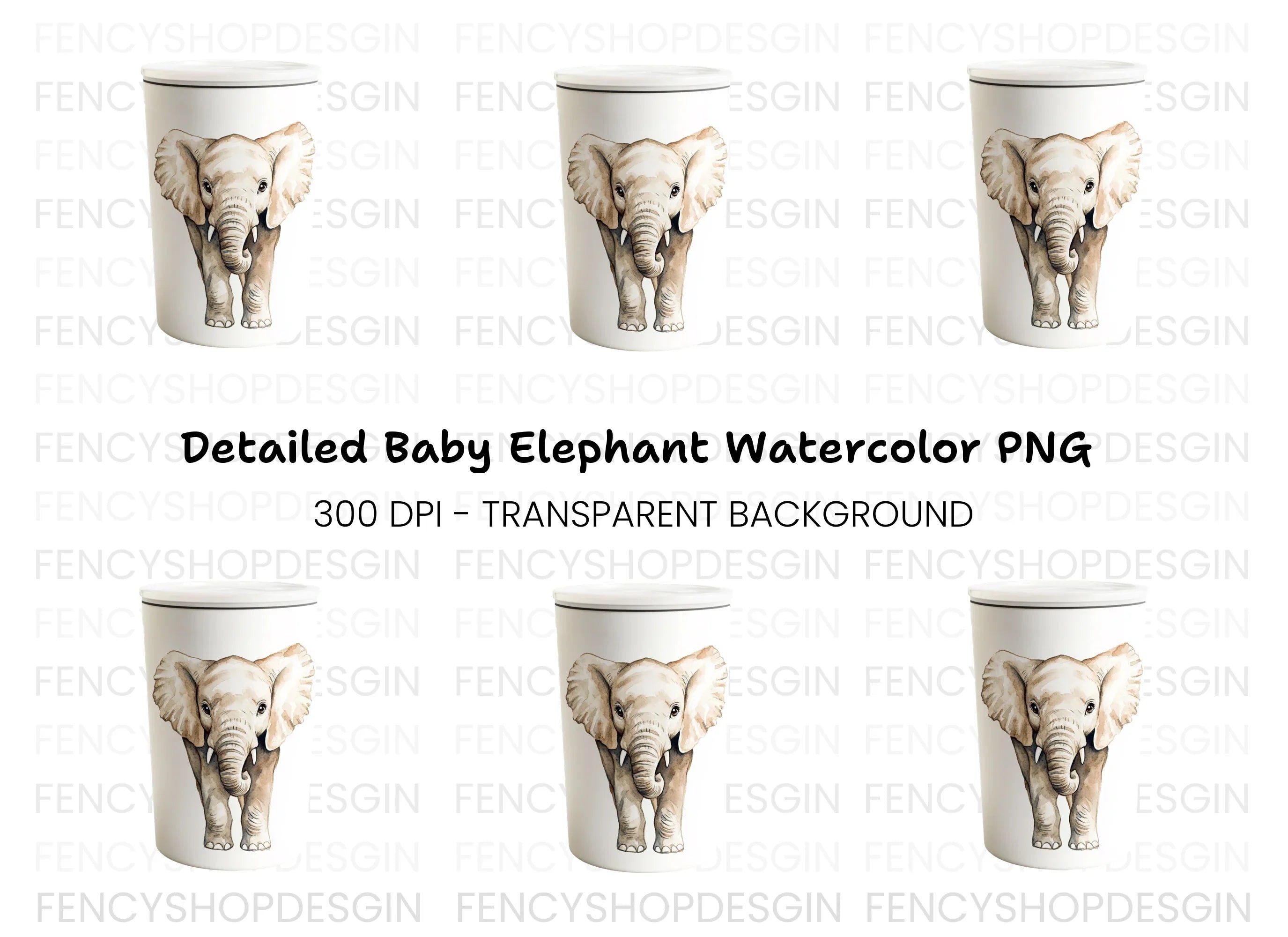 Realistic Elephant Clipart Bundle