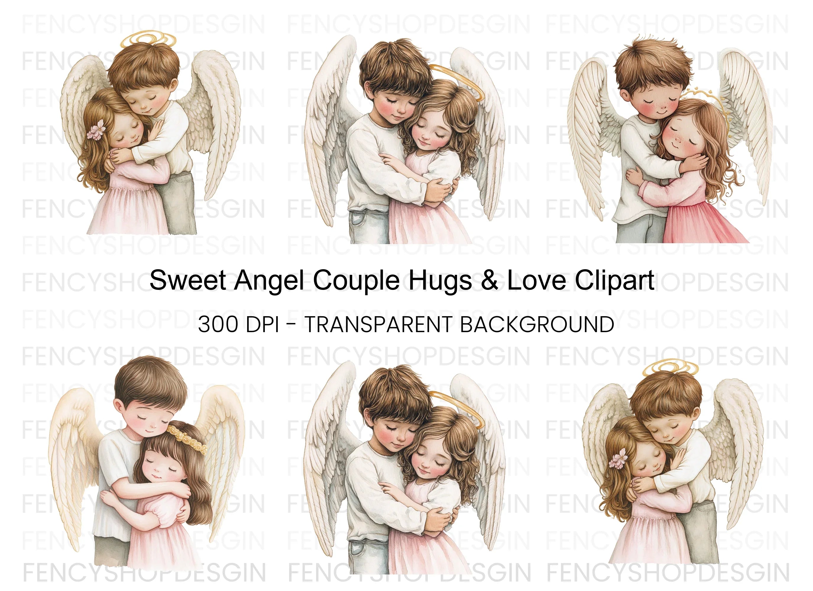 Sweet Angel Hugs Clipart Bundle