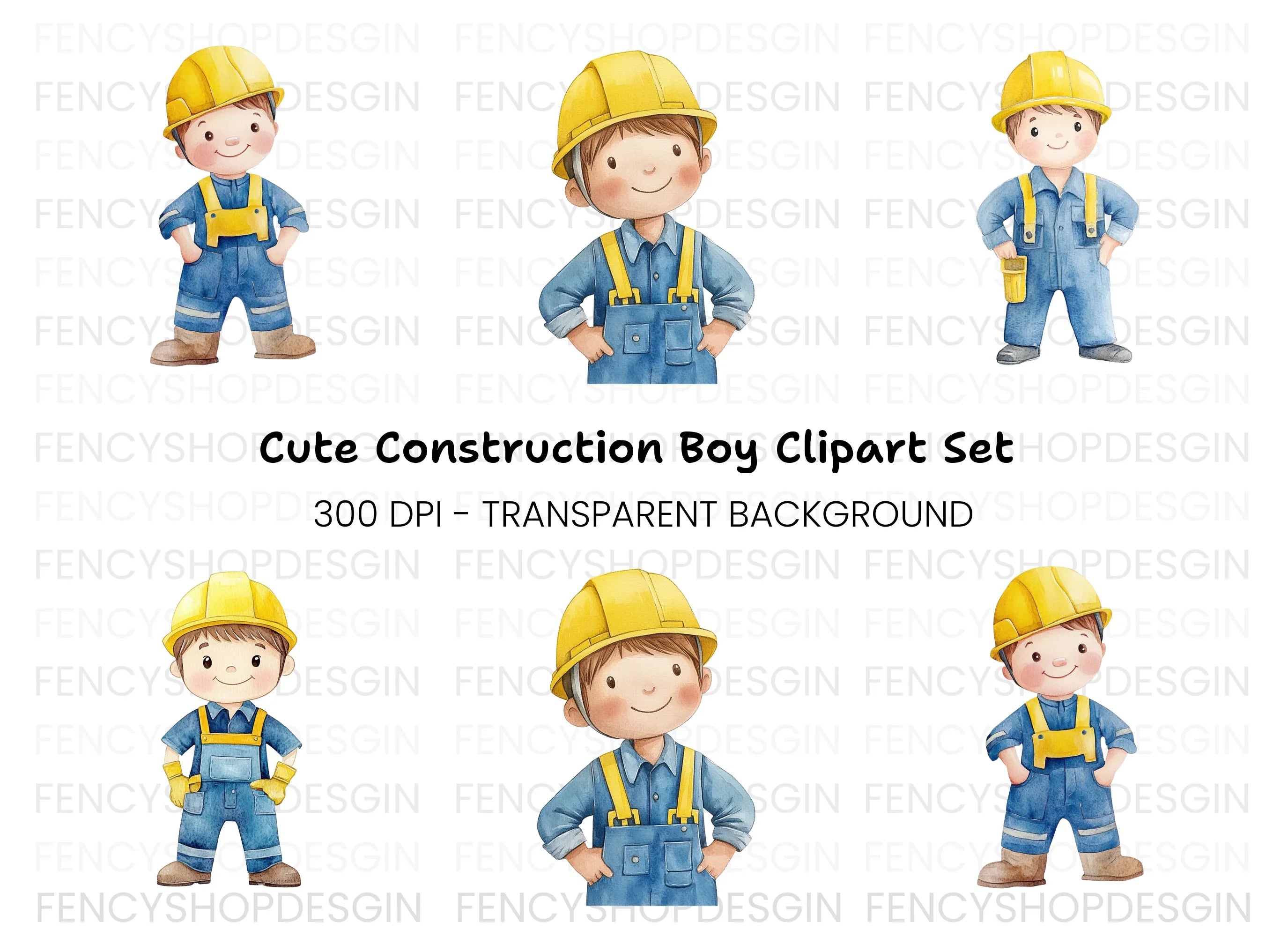 Cute Construction Worker Clipart Bundle