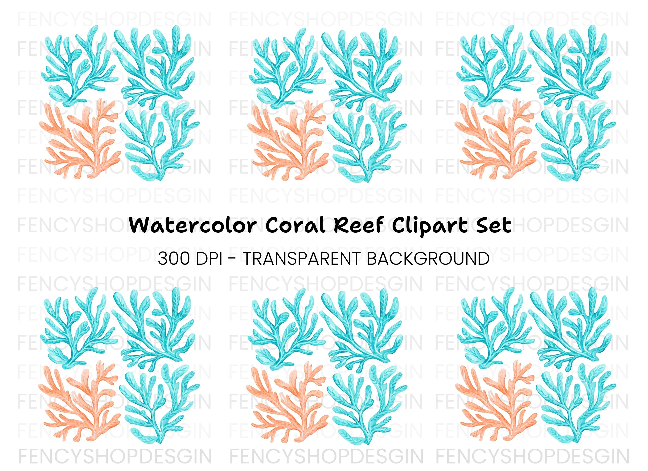 Coral Branches Clipart Bundle