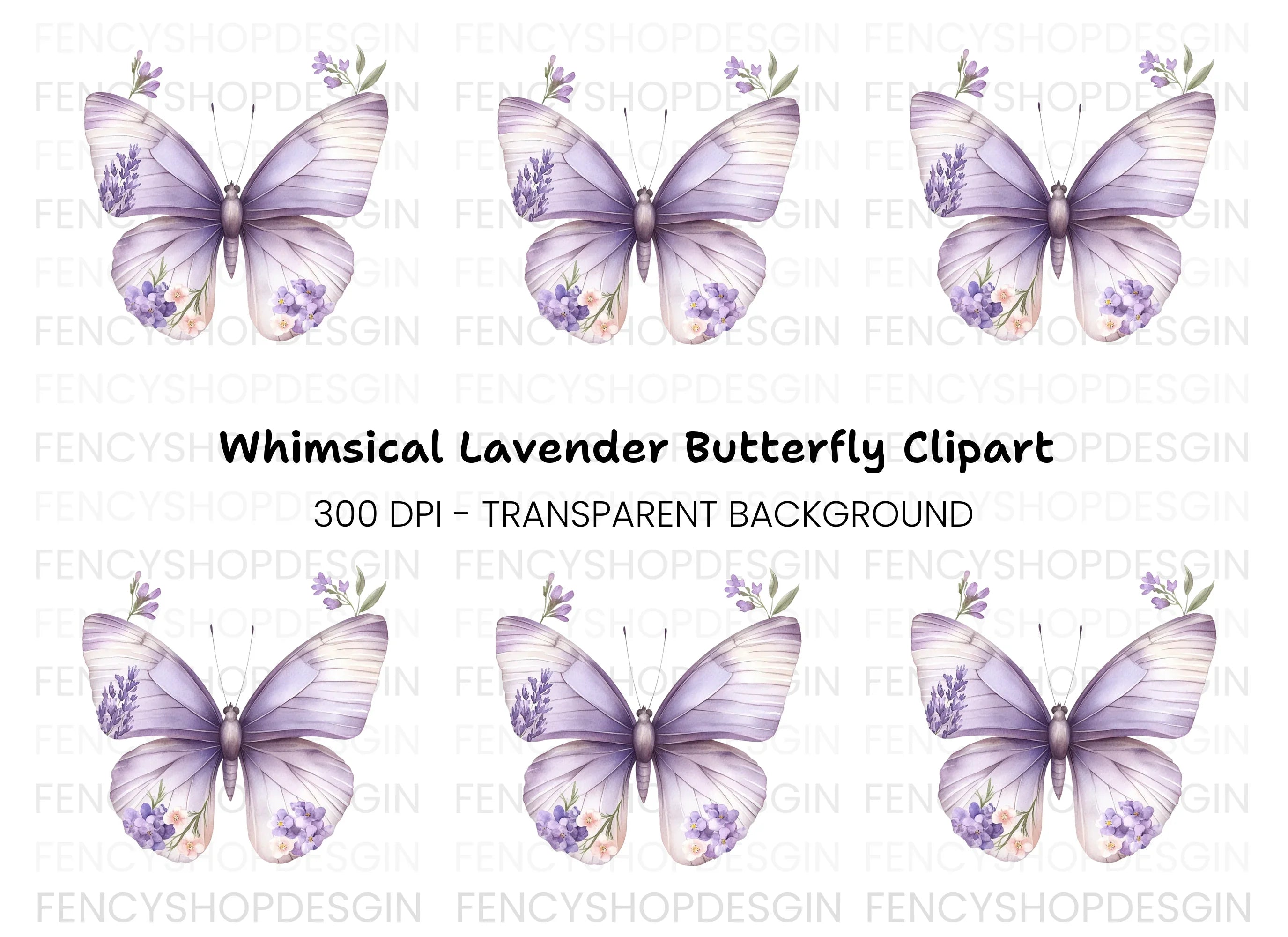 Butterfly Floral Wings Clipart Bundle