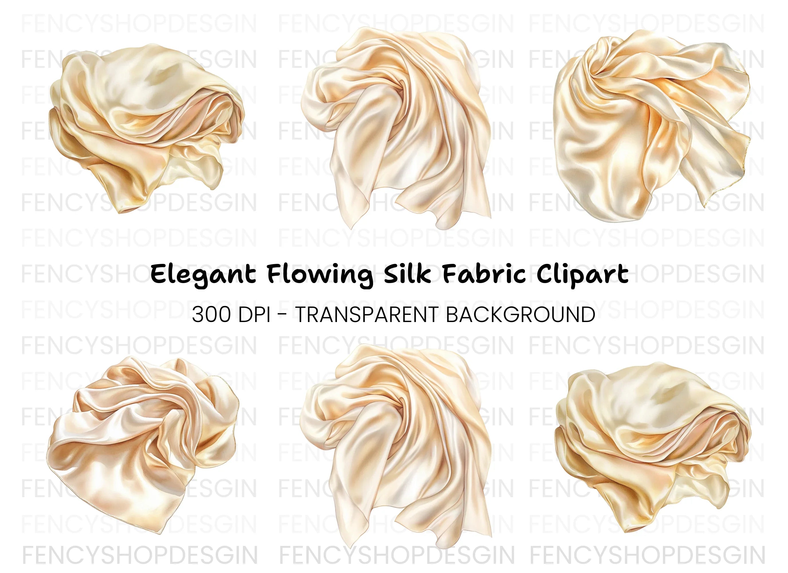 Elegant Flowing Silk Fabric Clipart Bundle