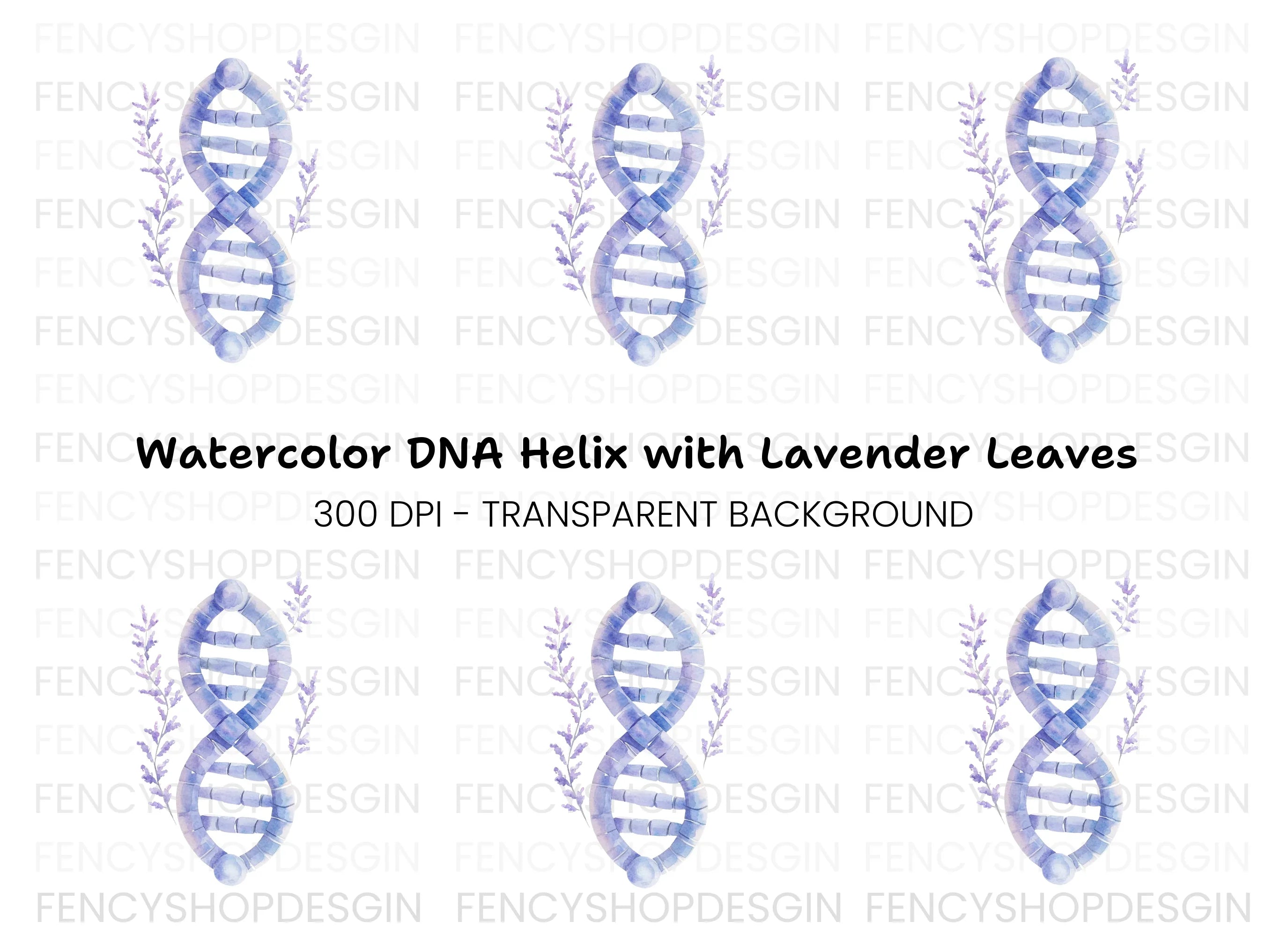 DNA Strand with Lavender Clipart Bundle