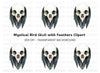 Bird Skull with Feathers Clipart Bundle