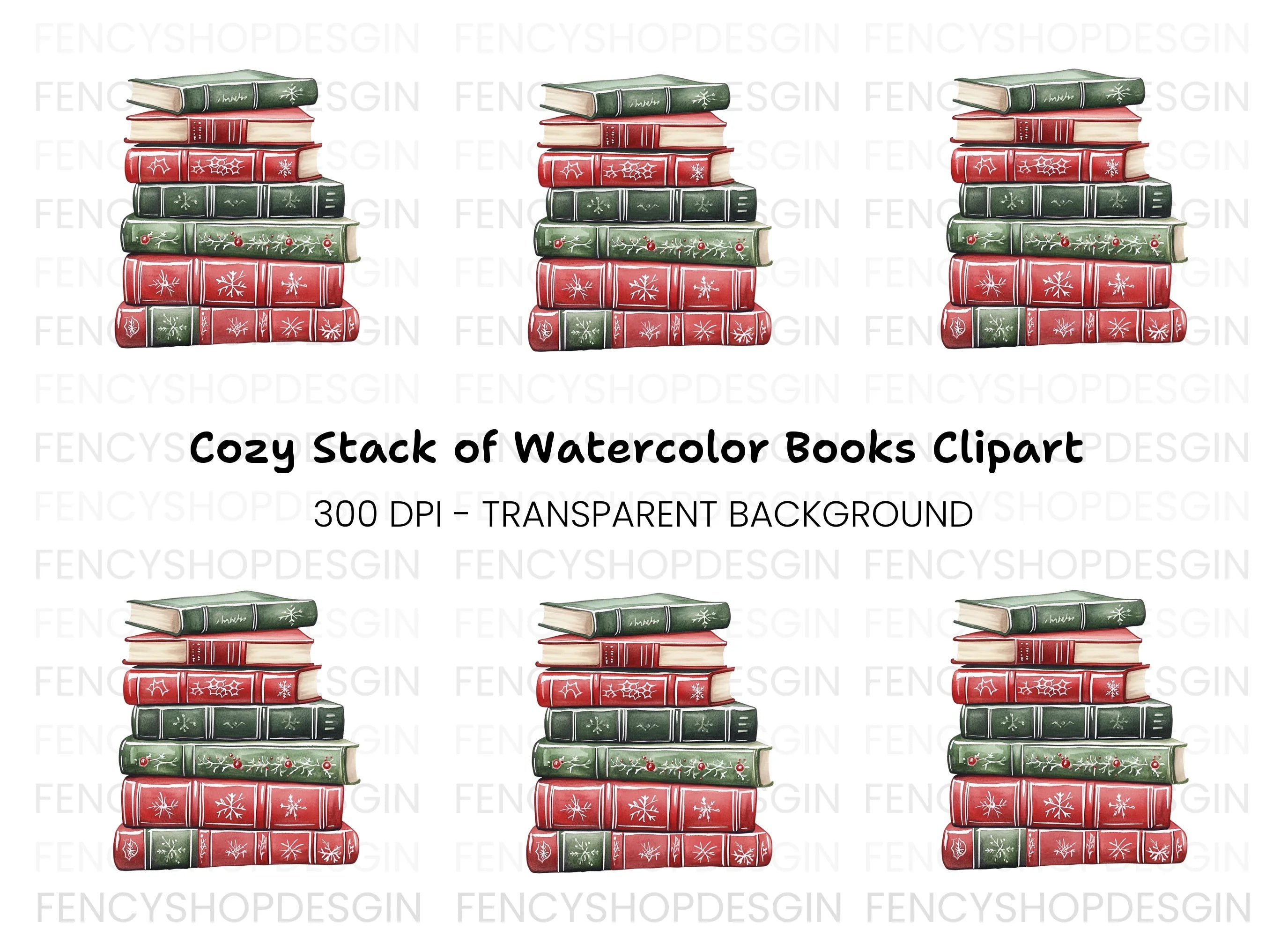 Christmas Books Stack Clipart Bundle