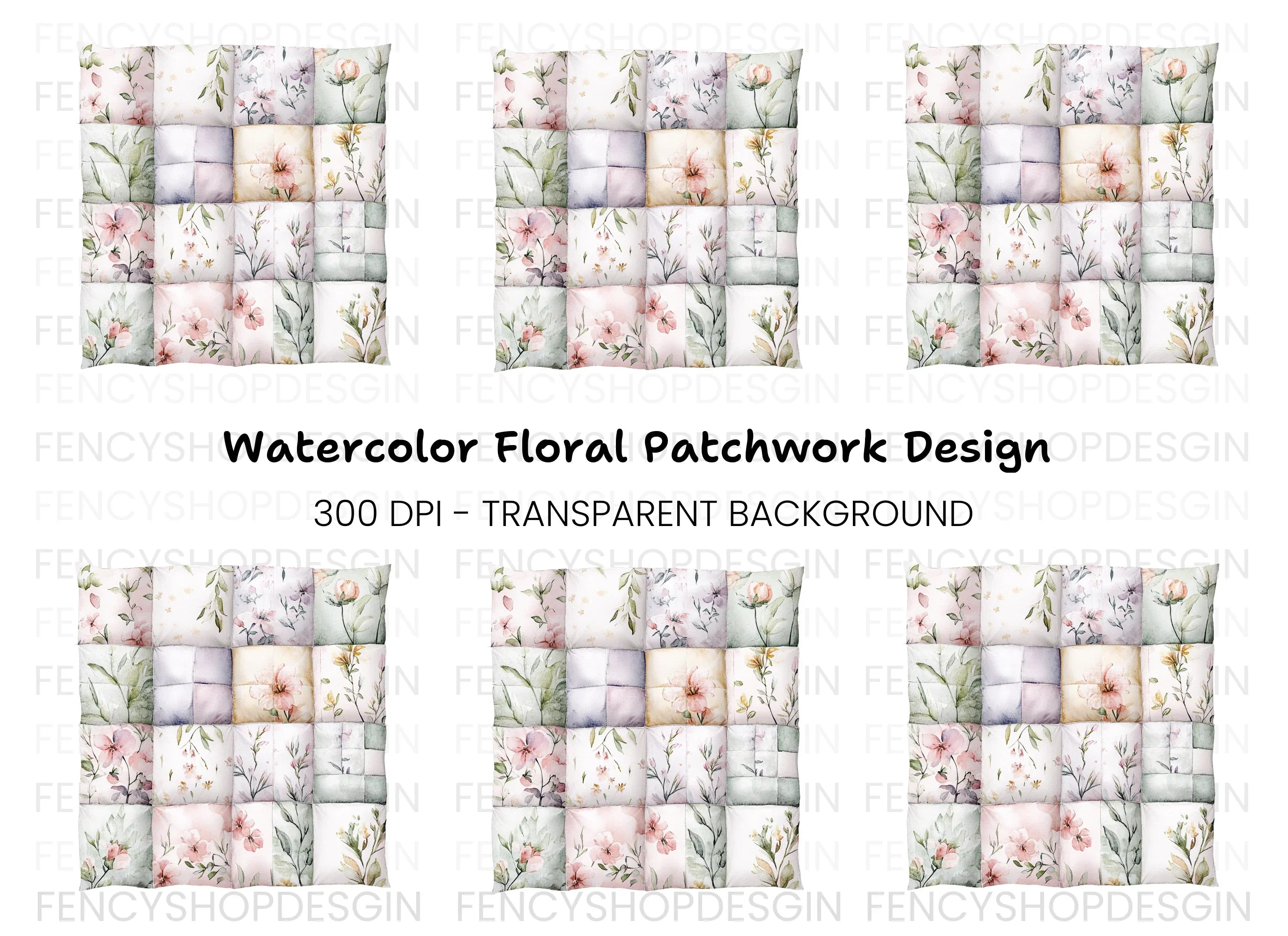 Seamless Floral Quilt Pattern Clipart Bundle