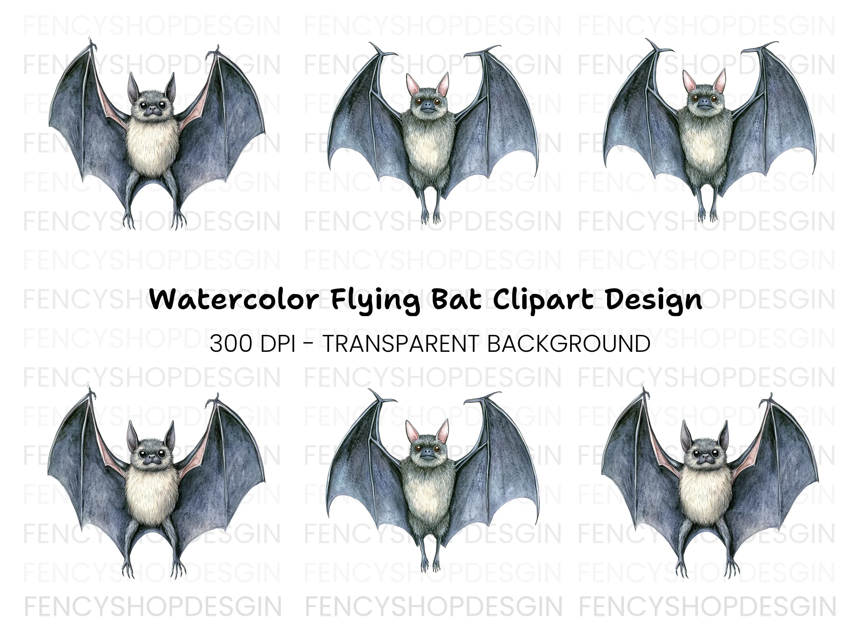 Detailed Bat Front View Clipart Bundle