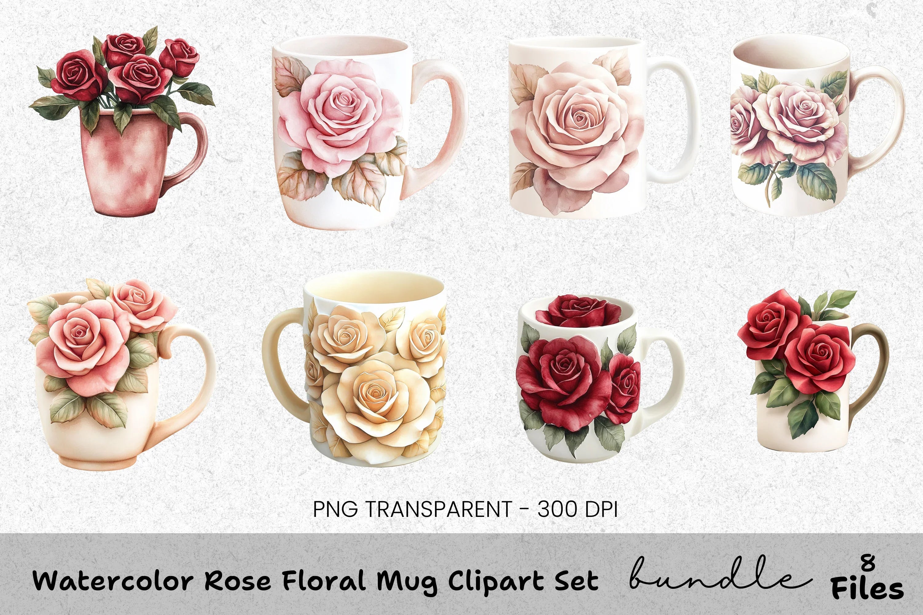 Rose Floral Clipart Bundle