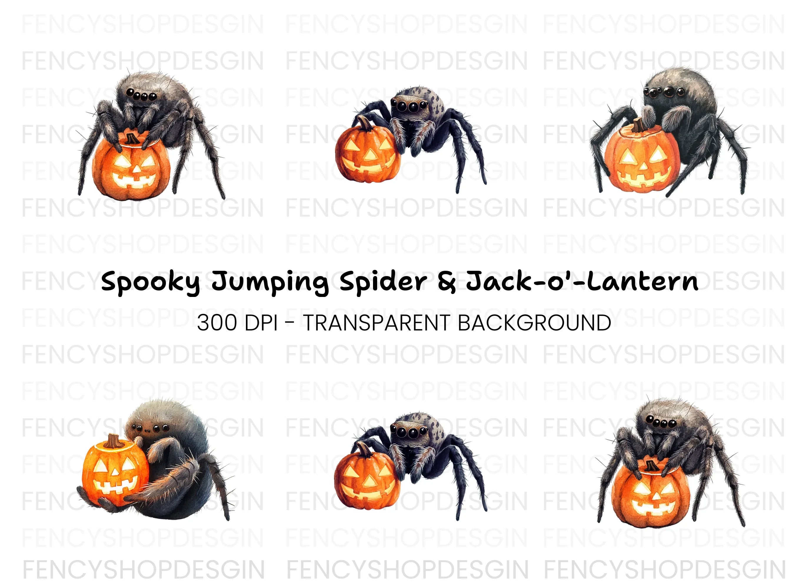 Cute Halloween Spider Pumpkin Clipart Bundle