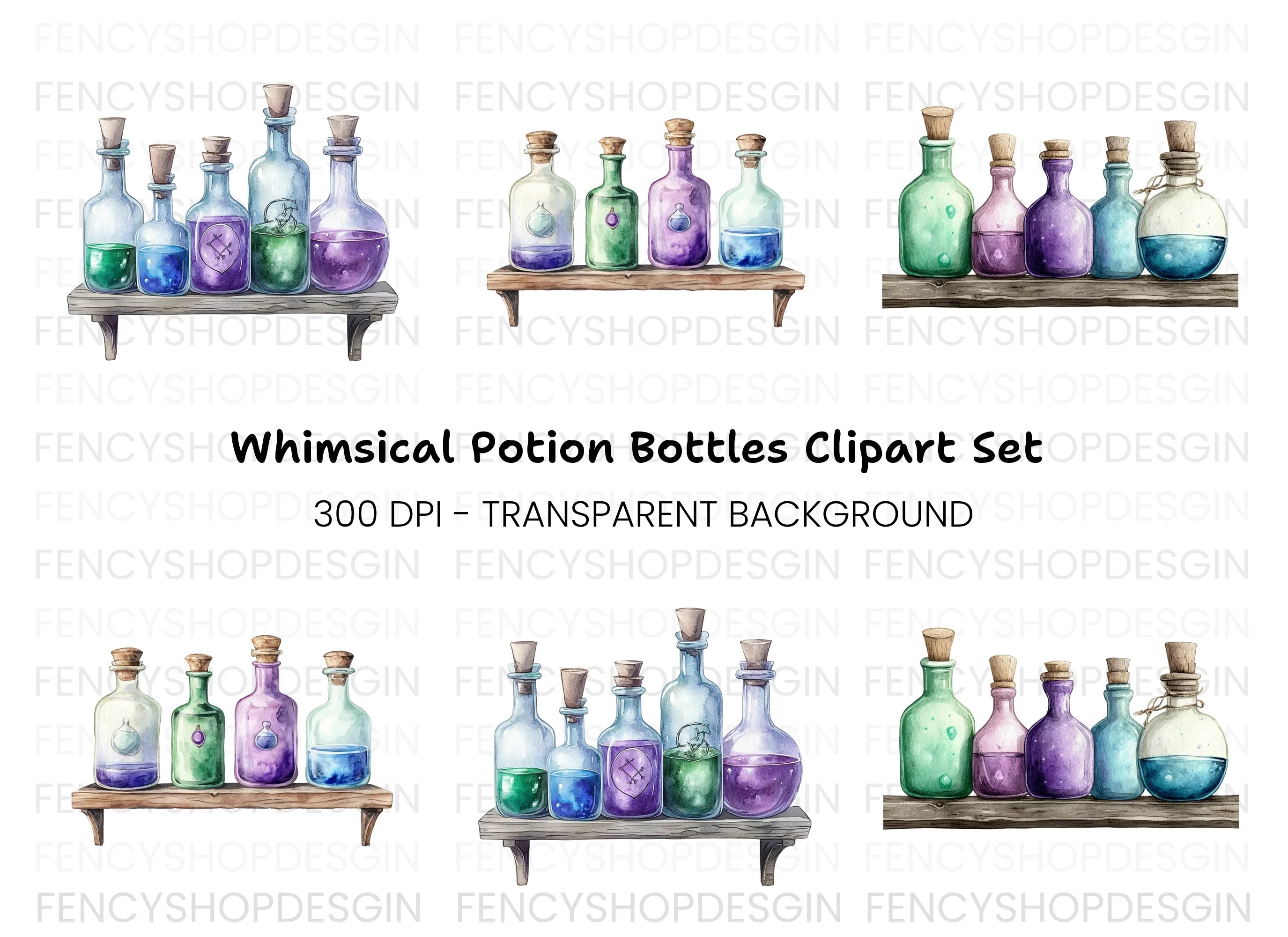 Potion Bottles Clipart Bundle