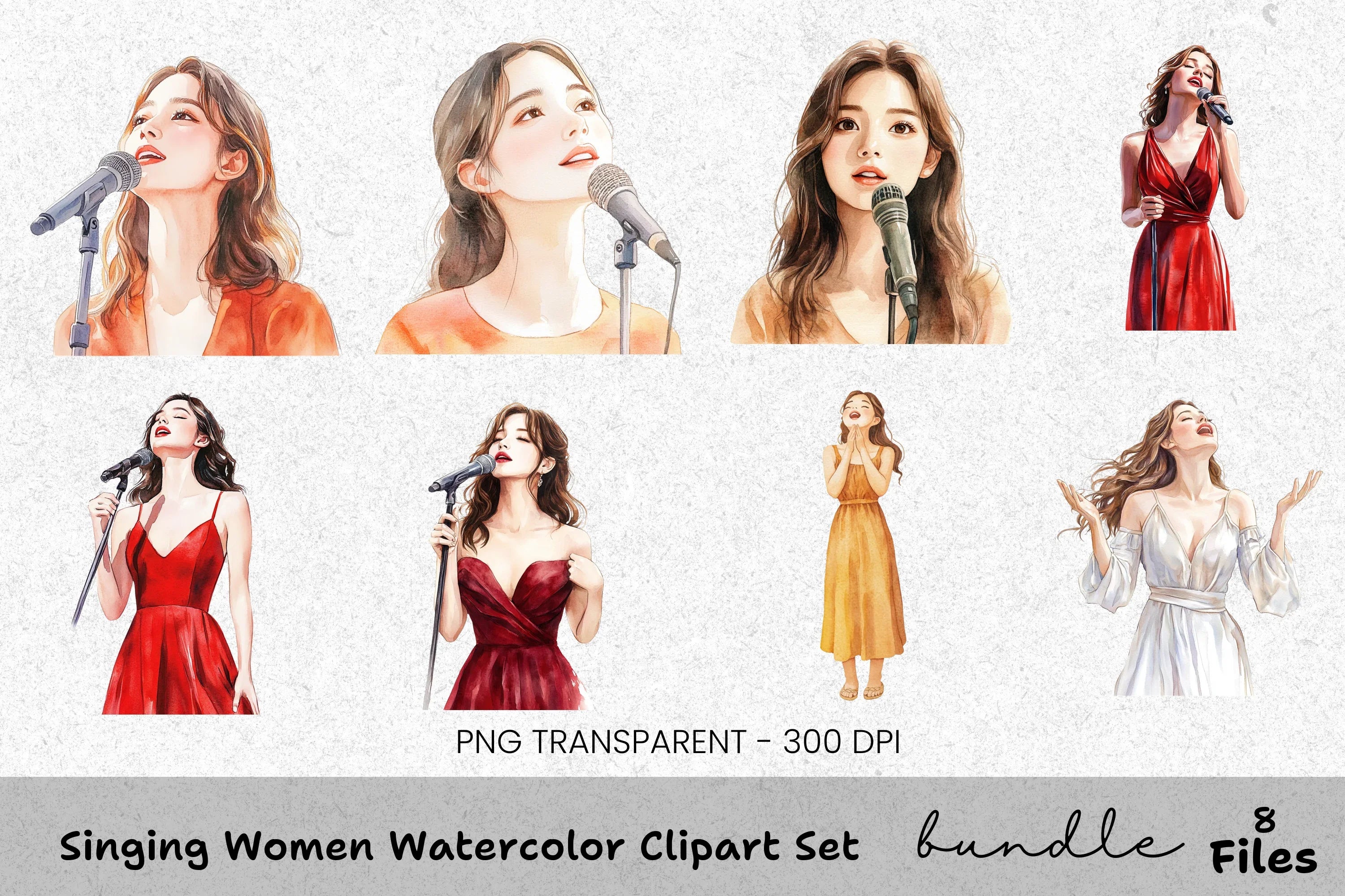 Singing Women Clipart Bundle