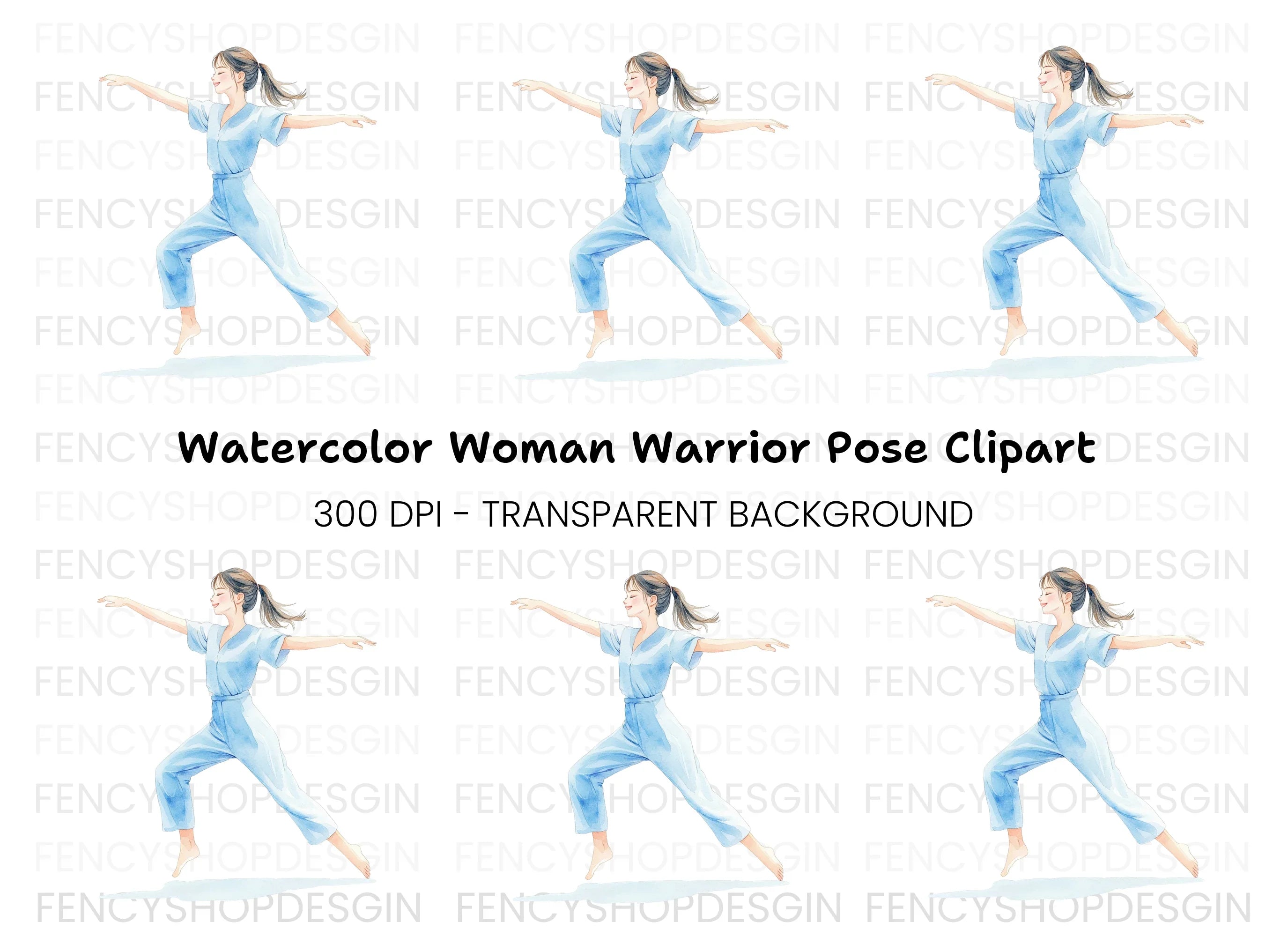 Yoga Pose Woman Clipart Bundle