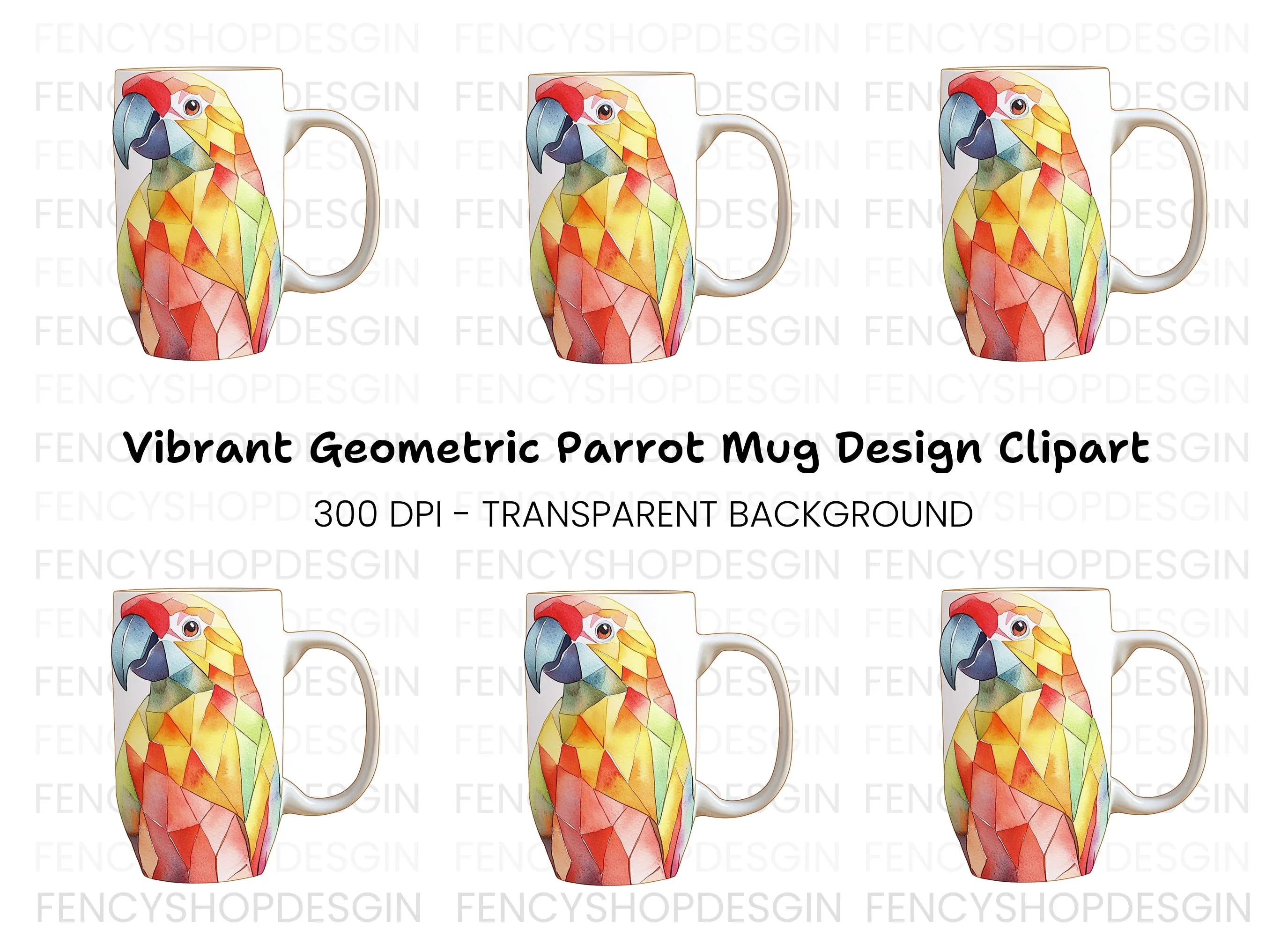 Geometric Parrot Clipart Bundle