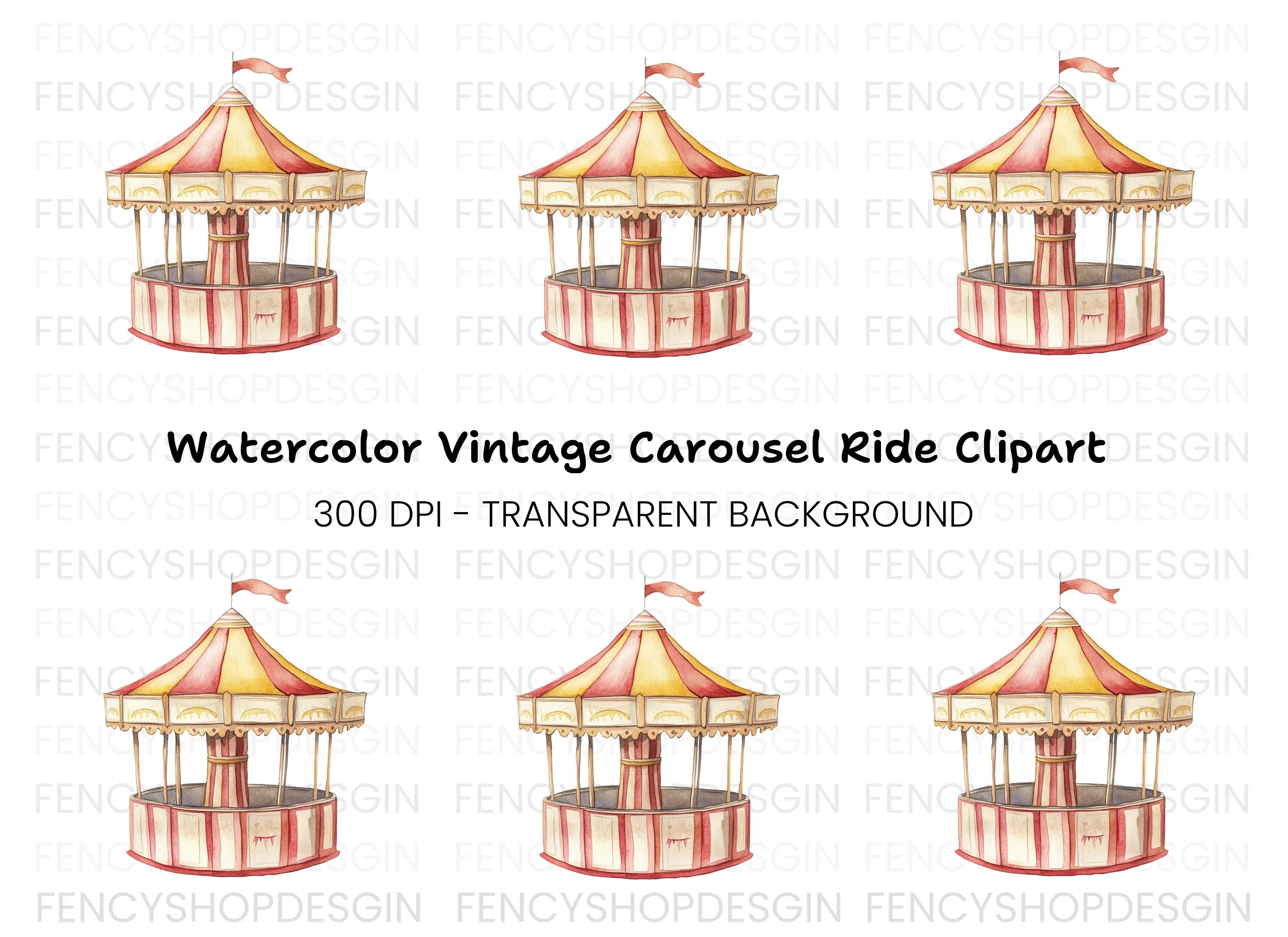 Whimsical Carnival Merry Go Round Clipart Bundle