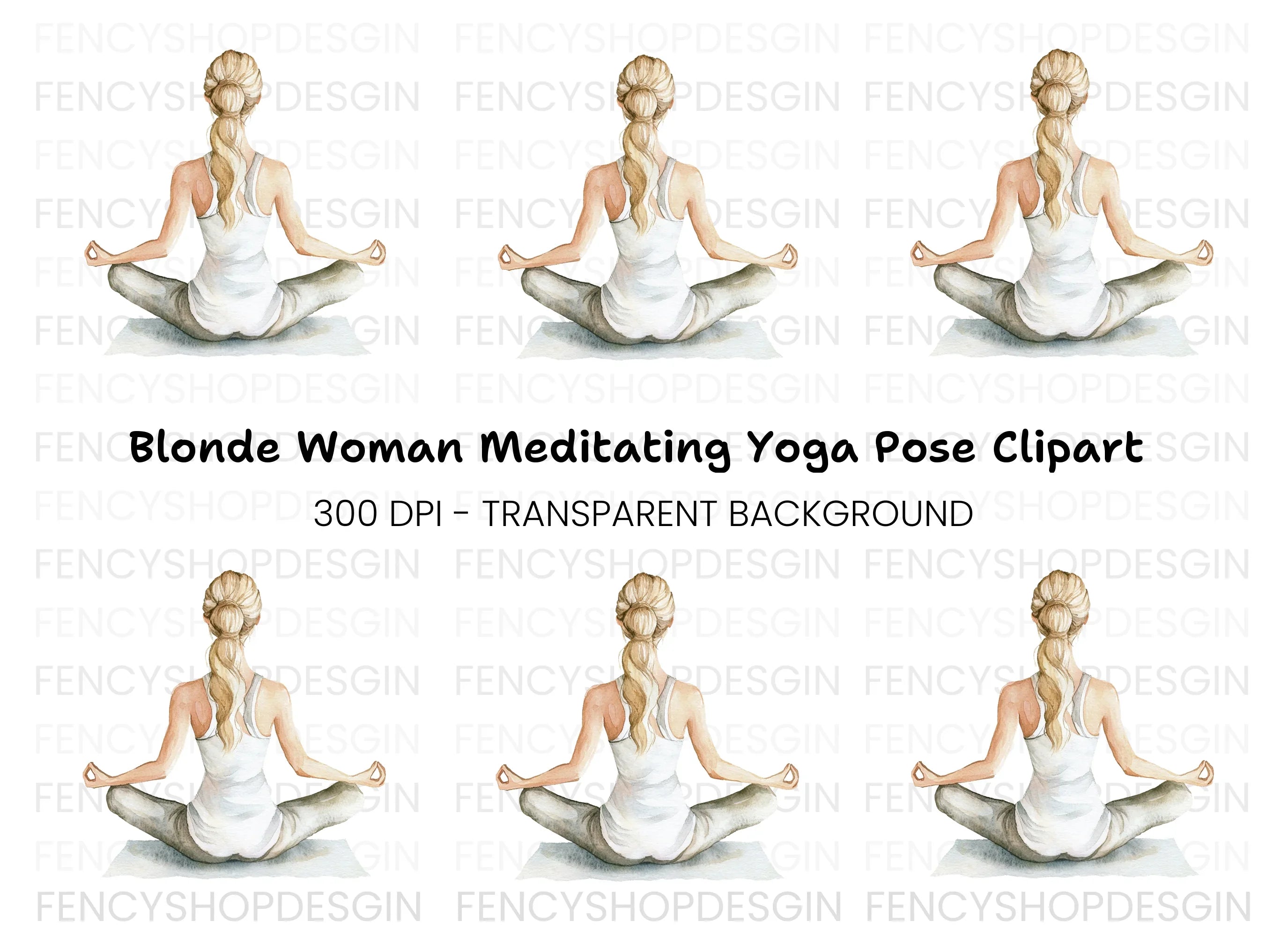 Serene Yoga Woman Pose Clipart Bundle