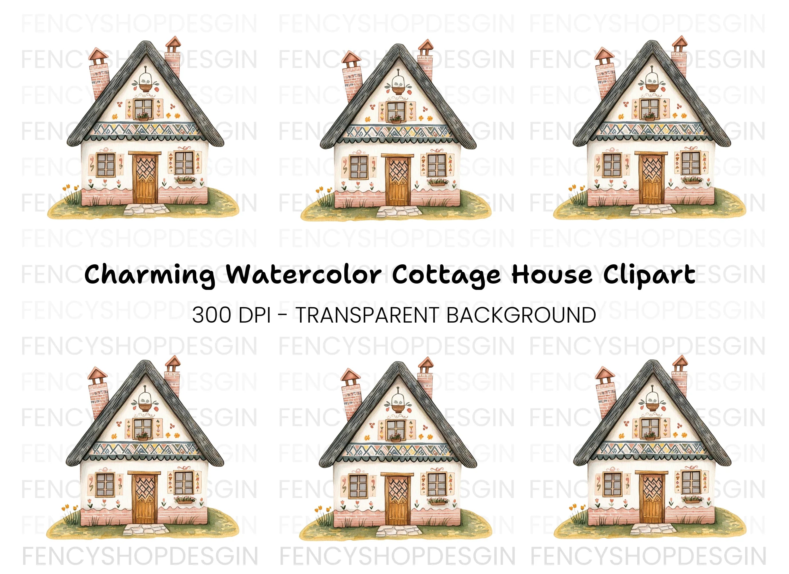 Charming Folk House Clipart Bundle