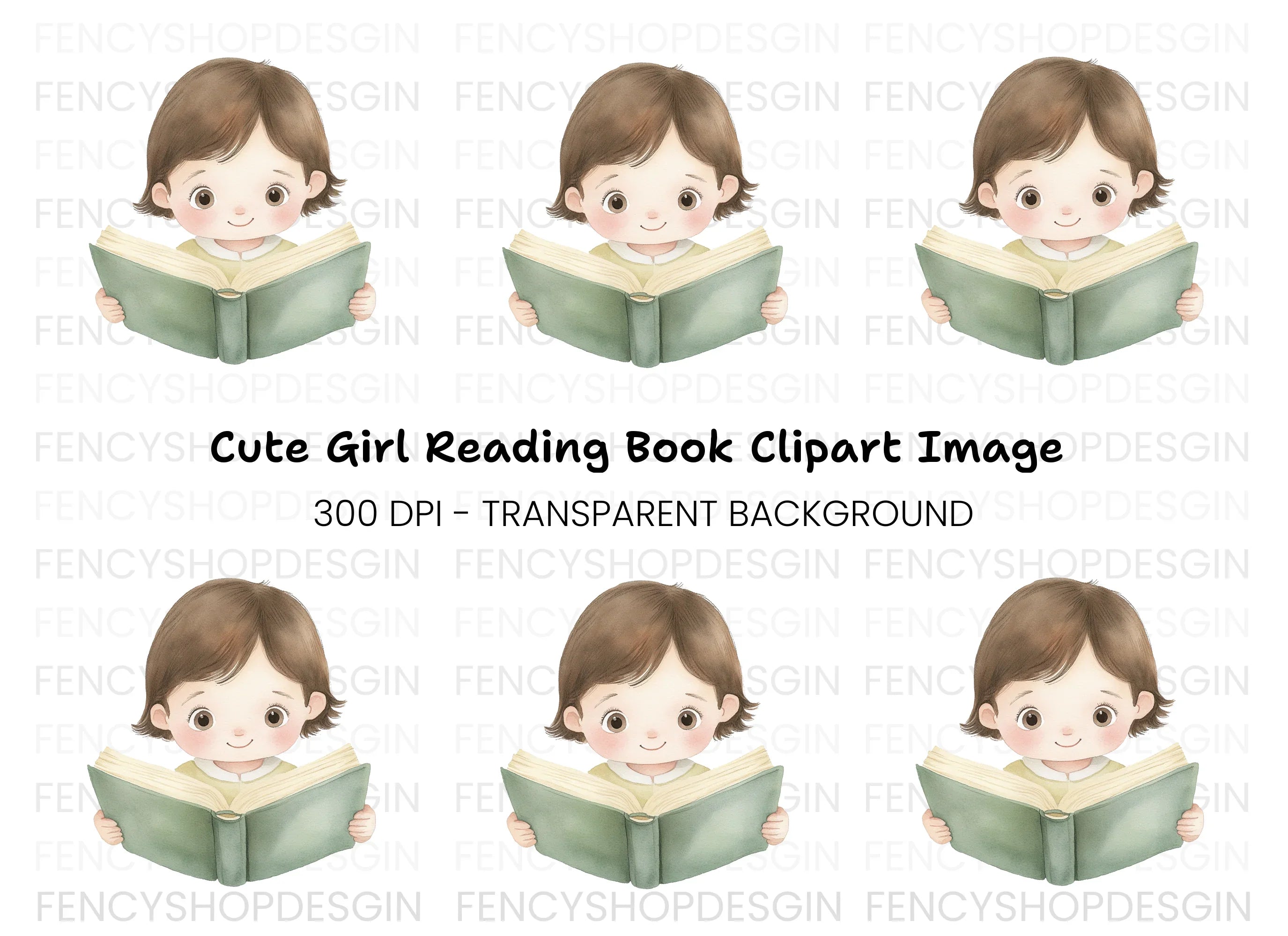Charming Child Reading Clipart Bundle