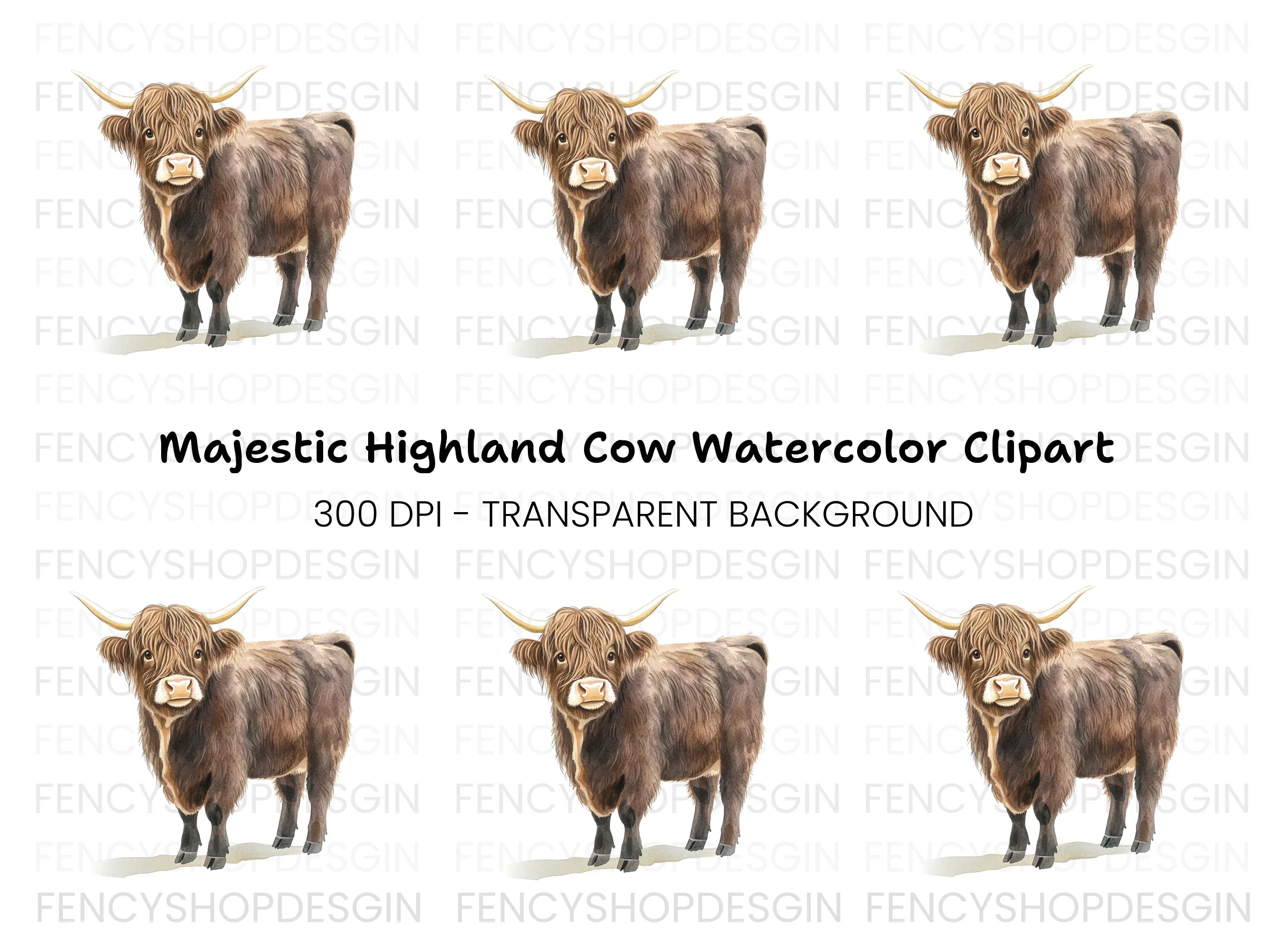 Highland Cow Clipart Bundle