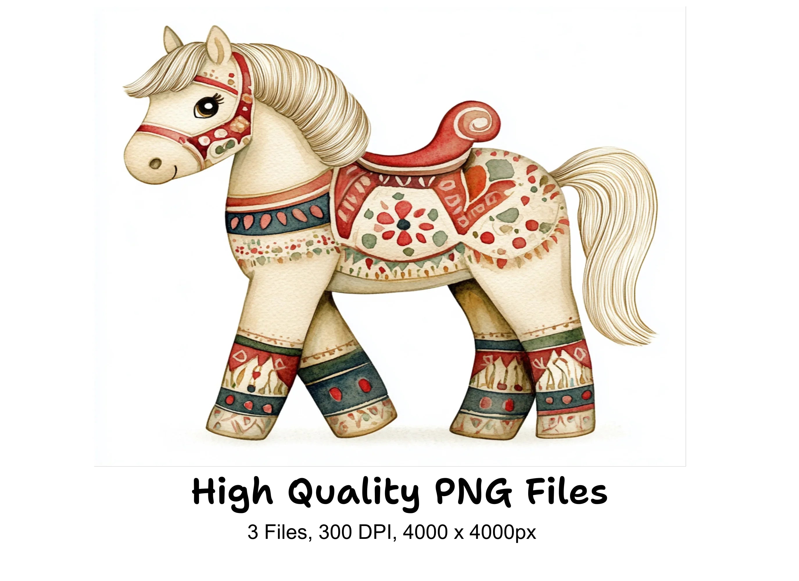 Cute Folk Horse Clipart Bundle