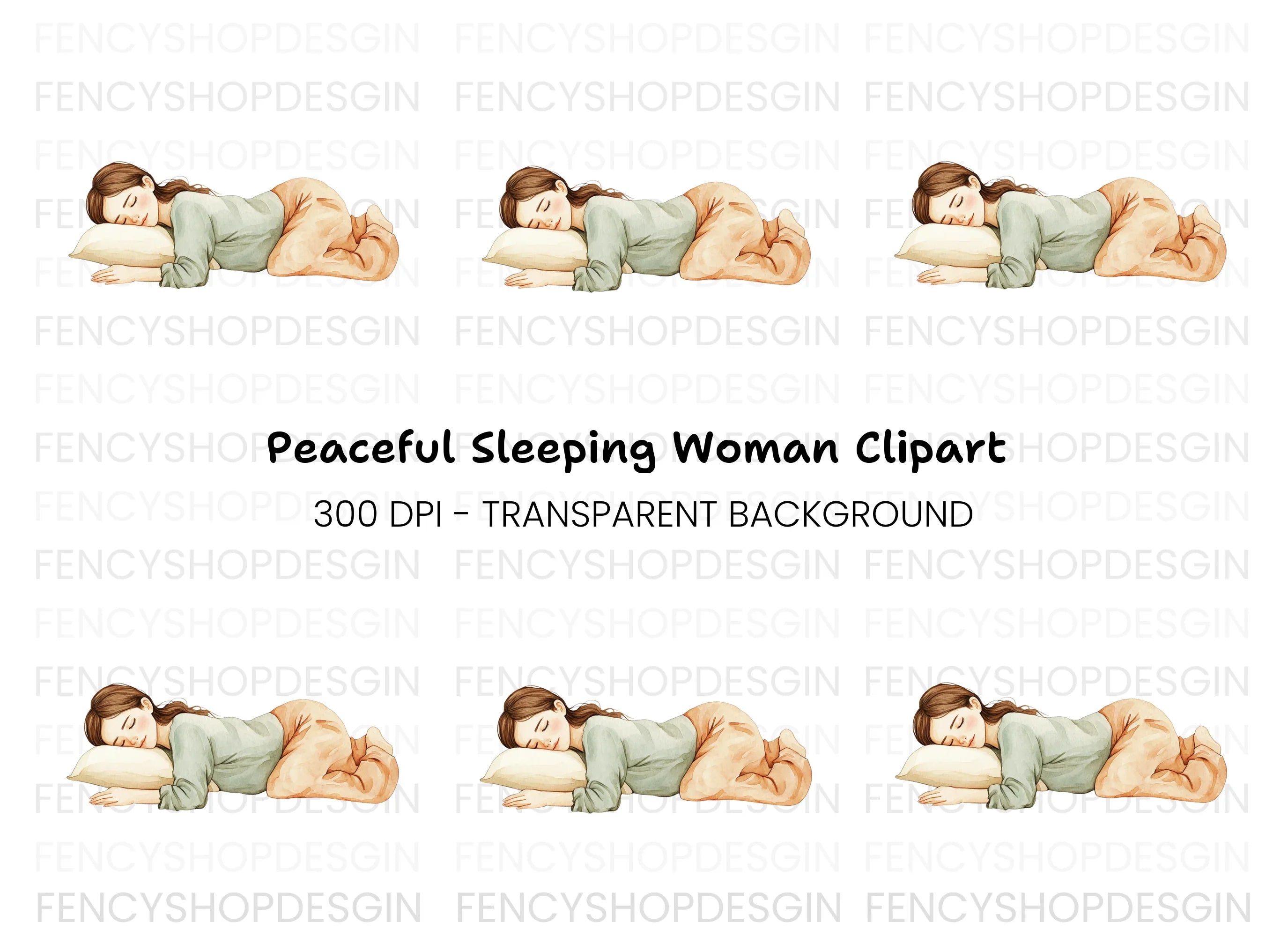Sleeping Woman Clipart Bundle