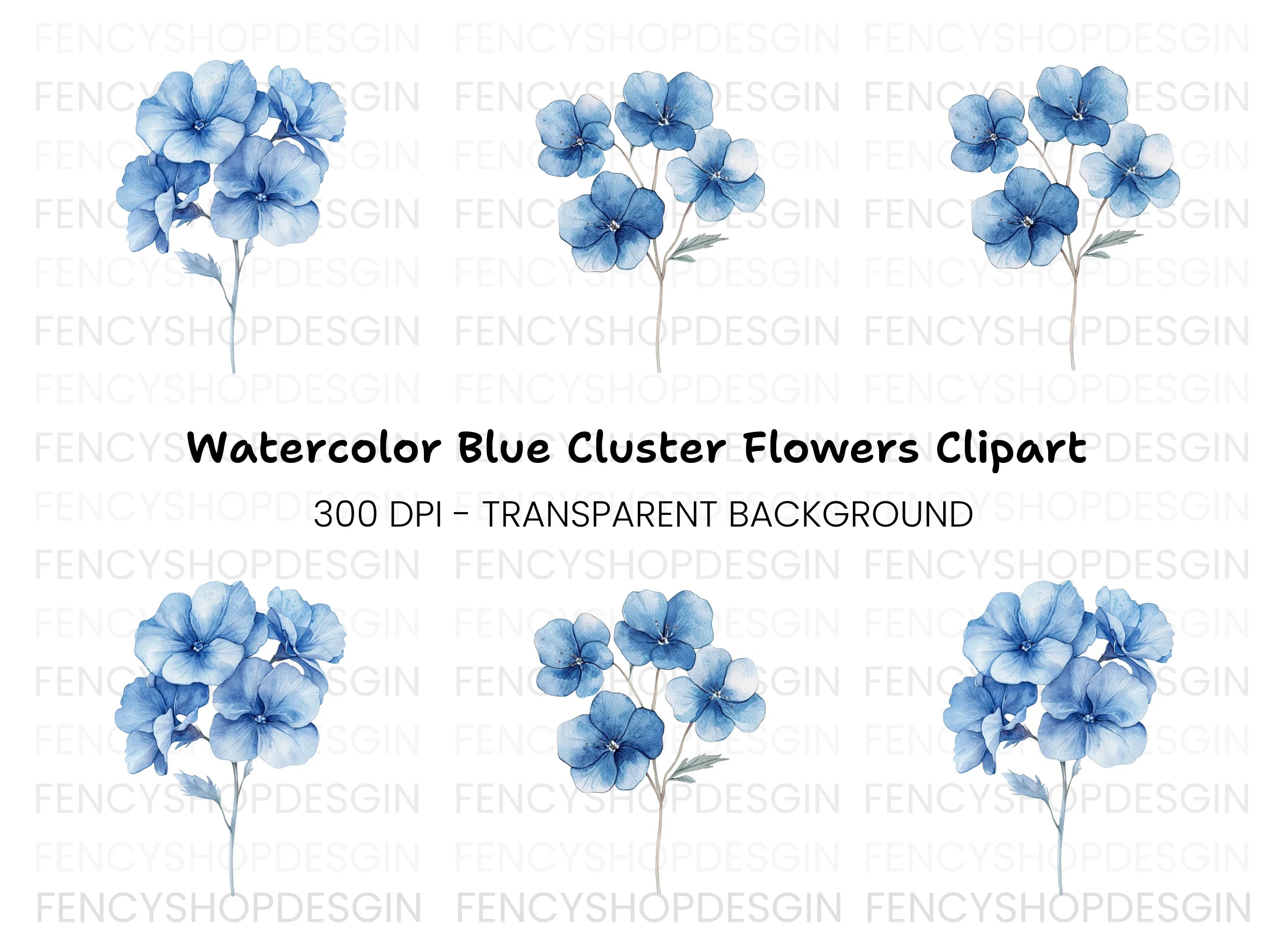 Blue Hydrangea Clipart Bundle