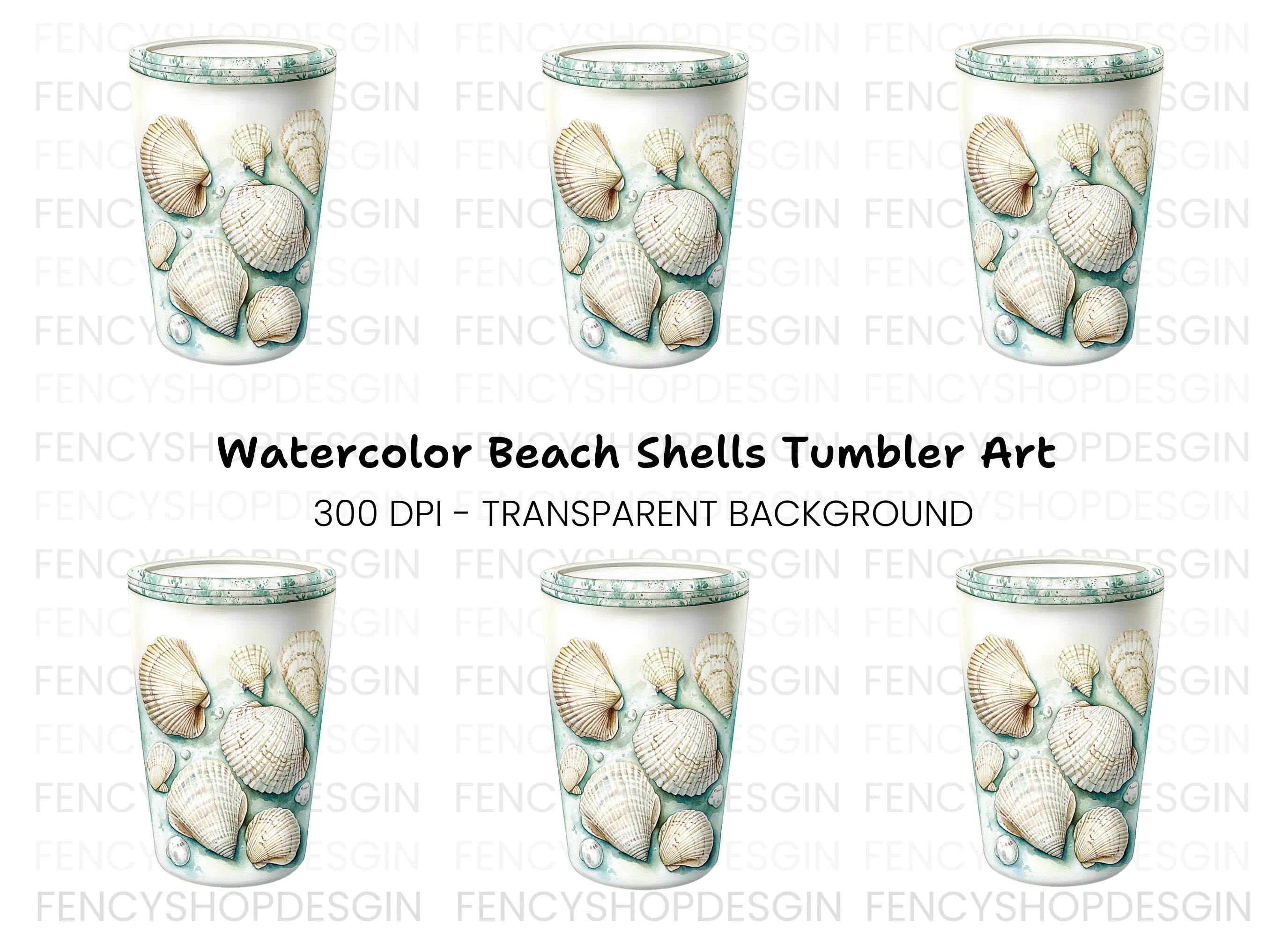 Underwater Seashells Tumbler Clipart Bundle