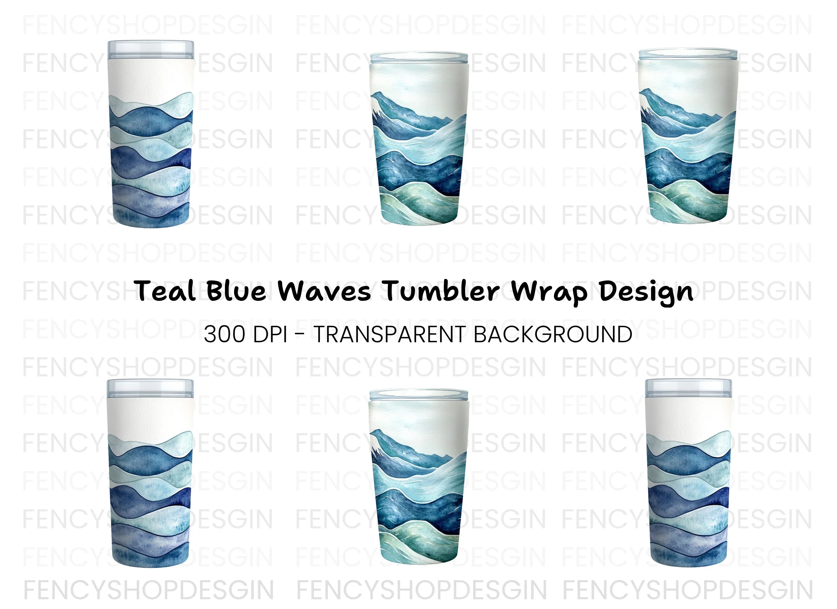 Ocean Waves Tumbler Clipart Bundle