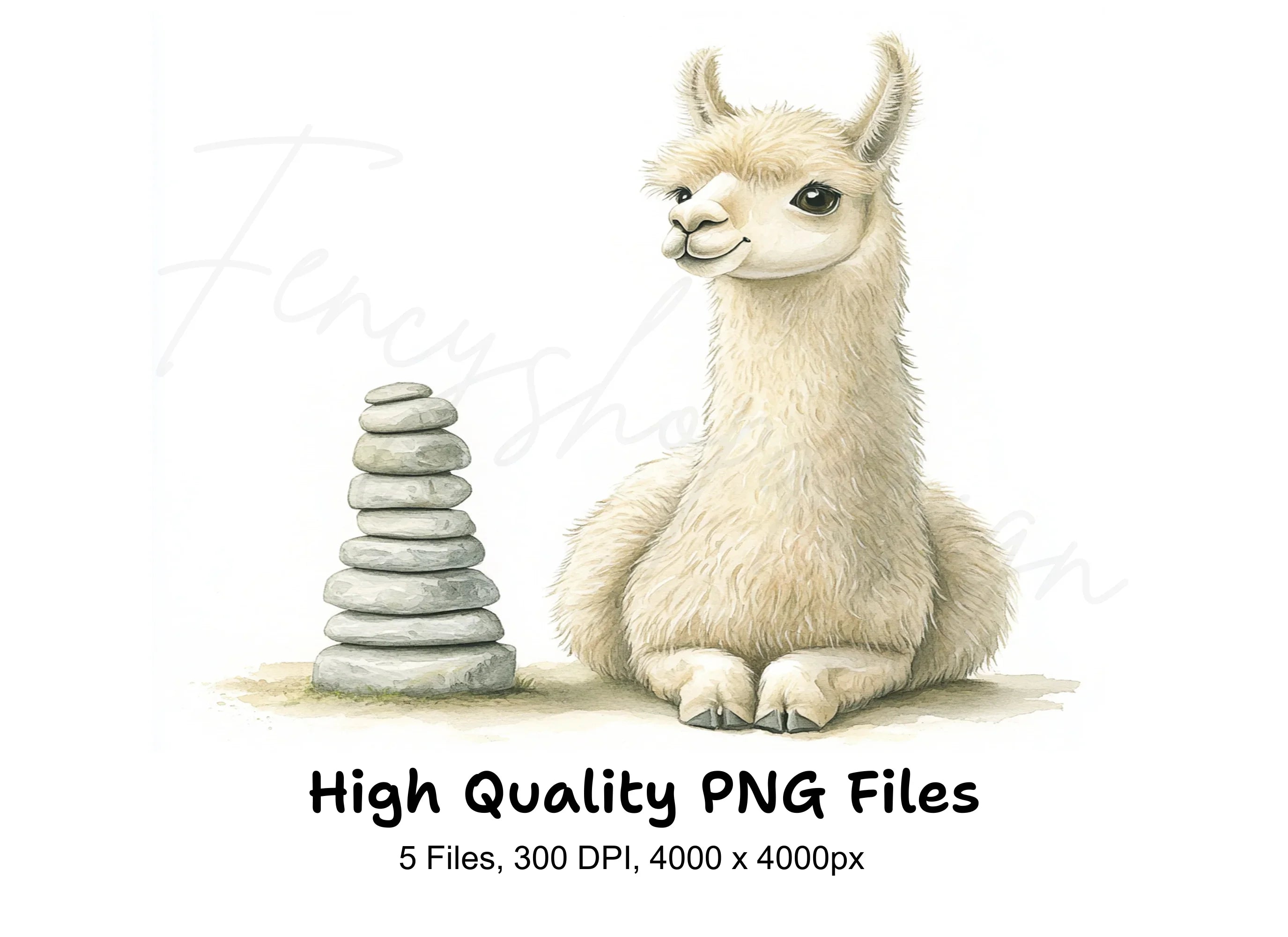 Cute Llama and Stone Cairn Clipart Bundle