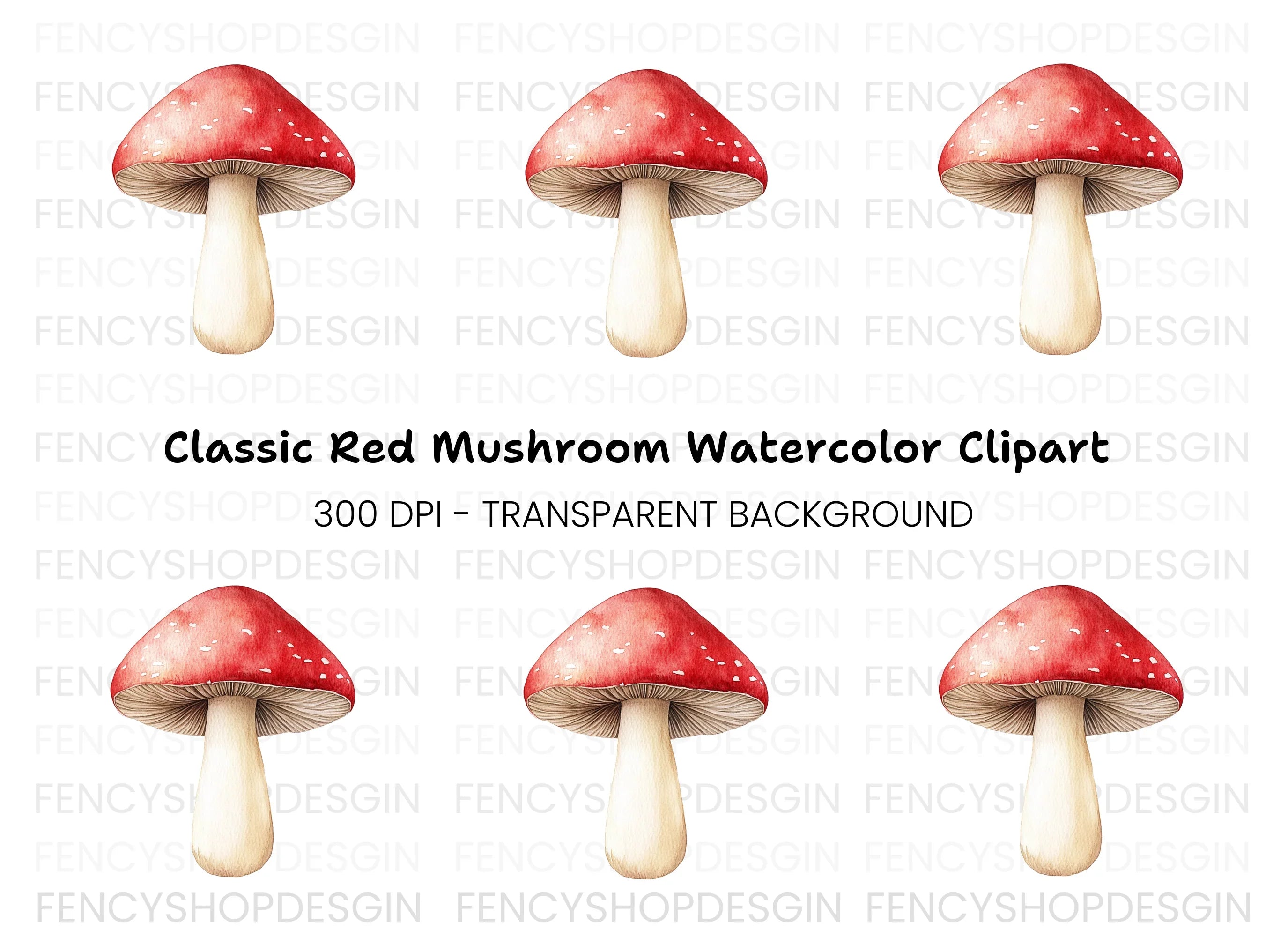 Red Mushroom Clipart Bundle
