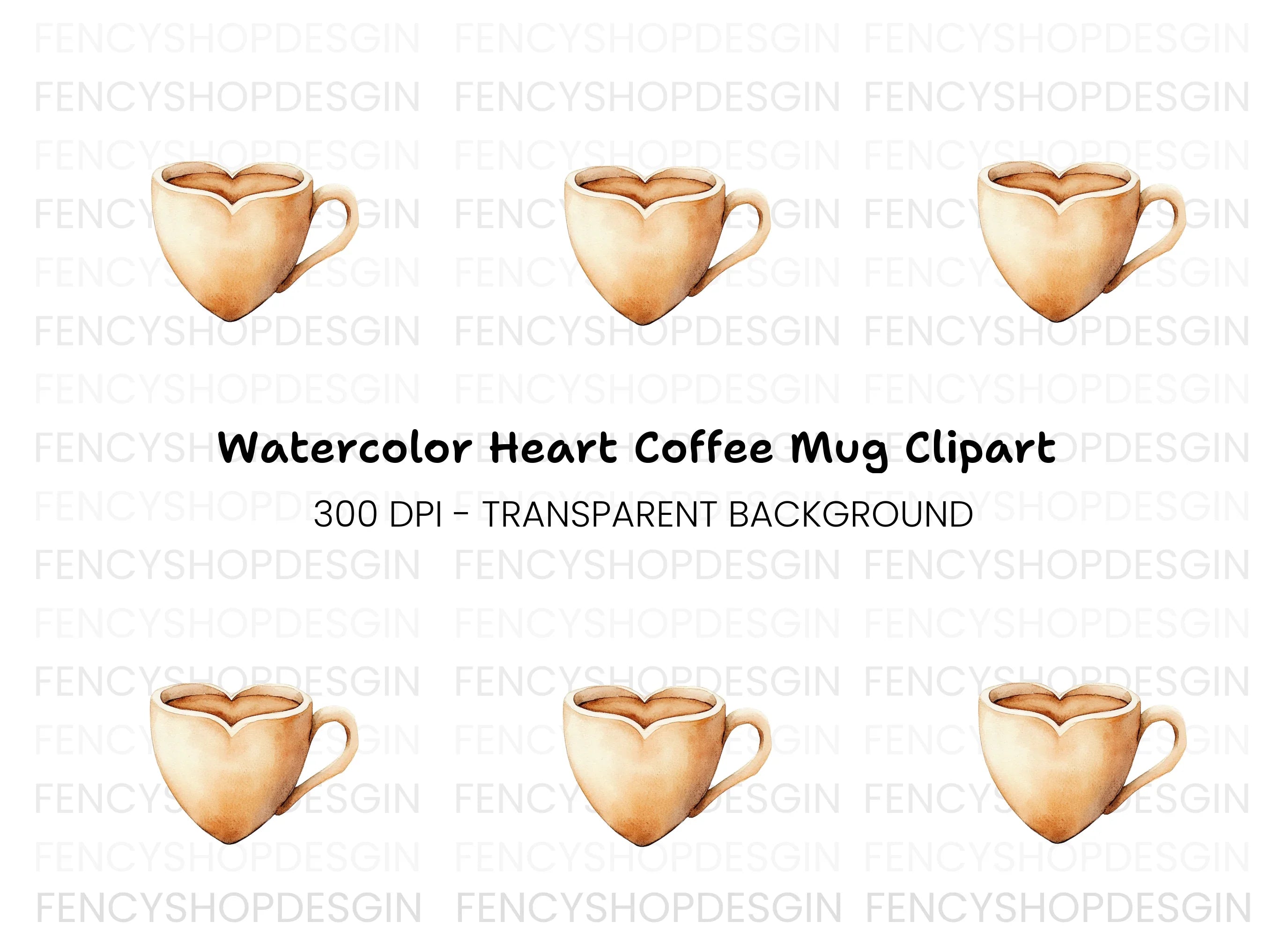 Heart Coffee Mug Clipart Bundle