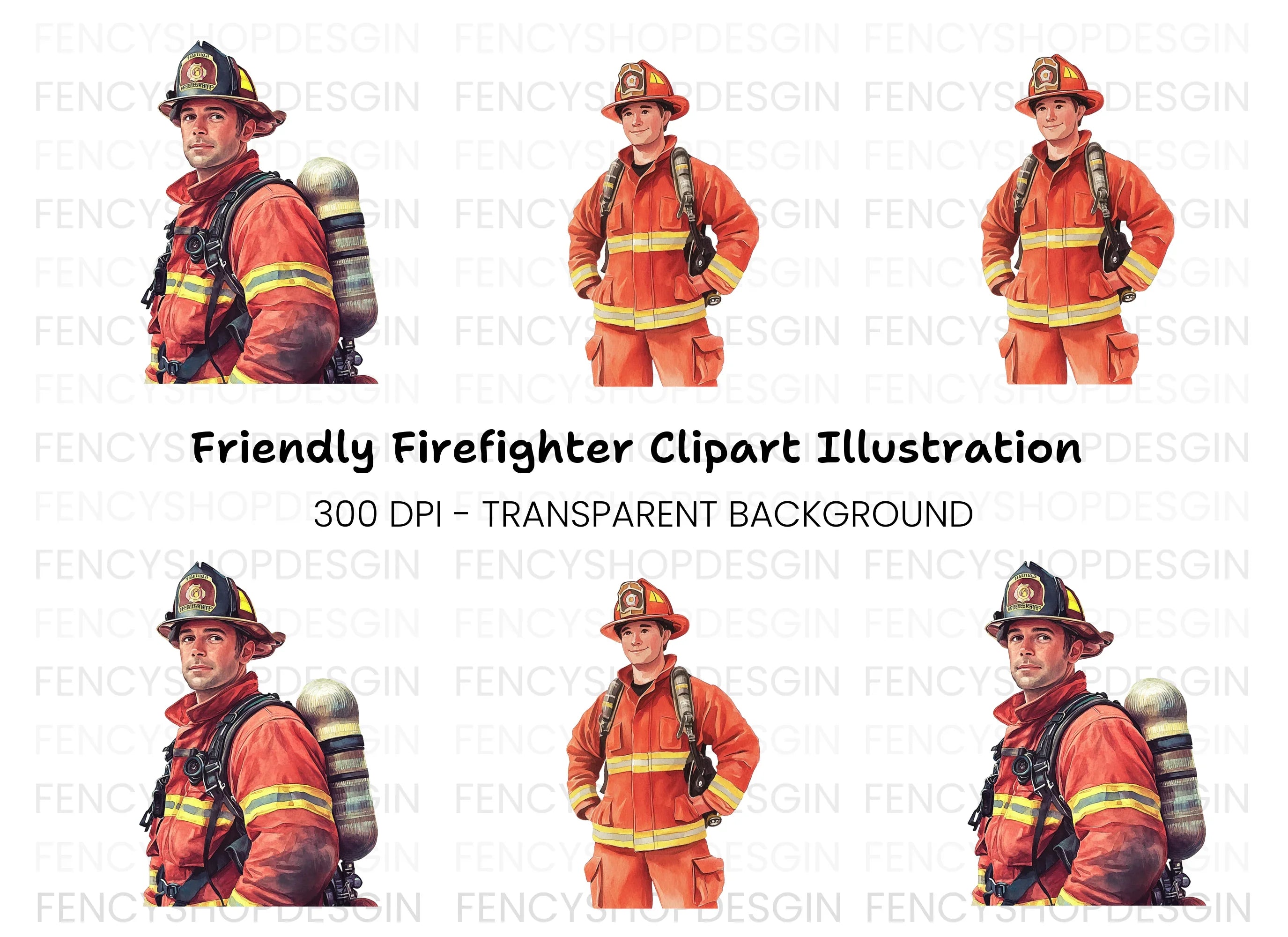 Brave Firefighter Clipart Bundle