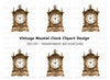 Antique Mantel Clock Clipart Bundle