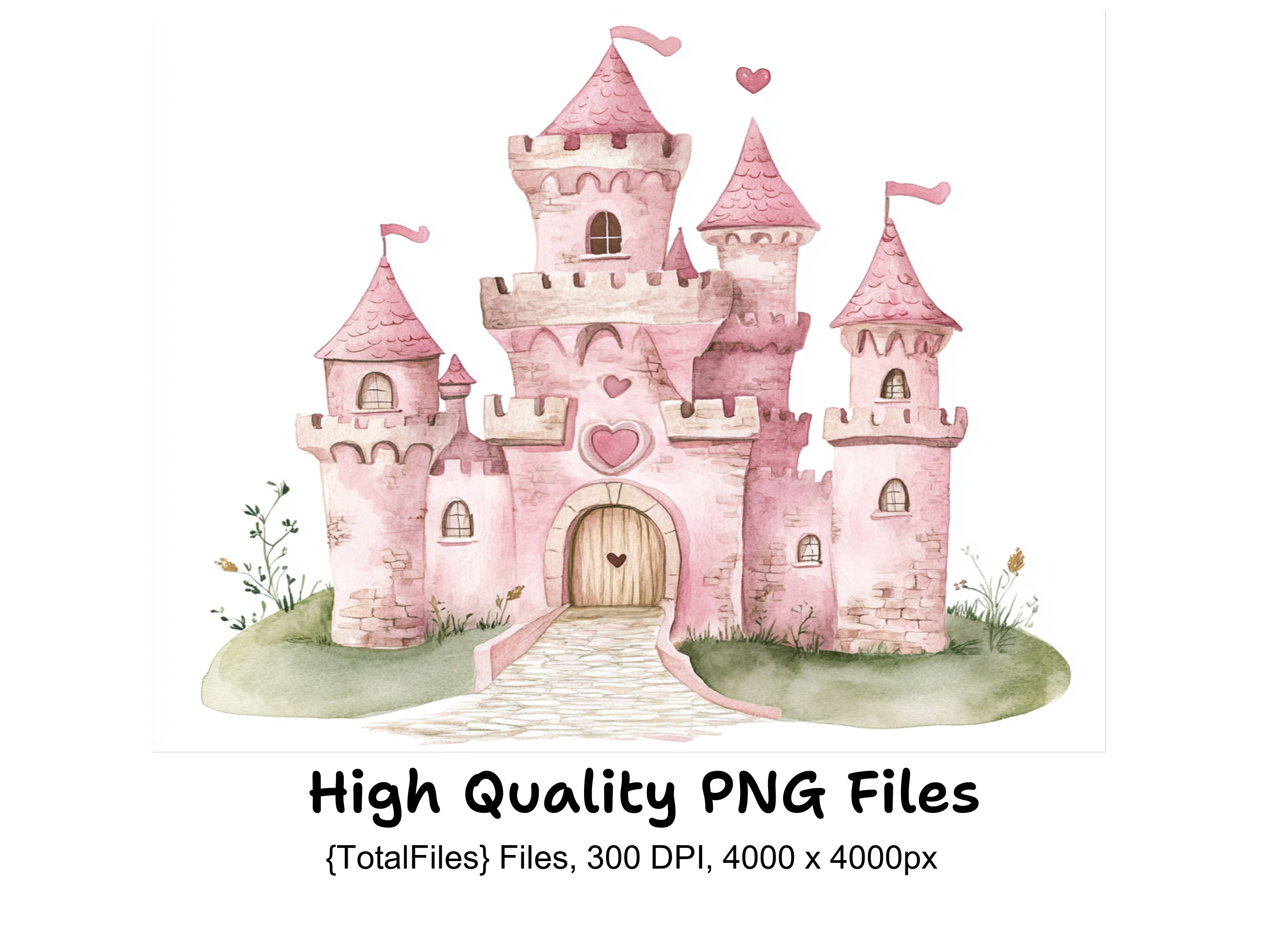 Enchanted Pink Castle Clipart Bundle