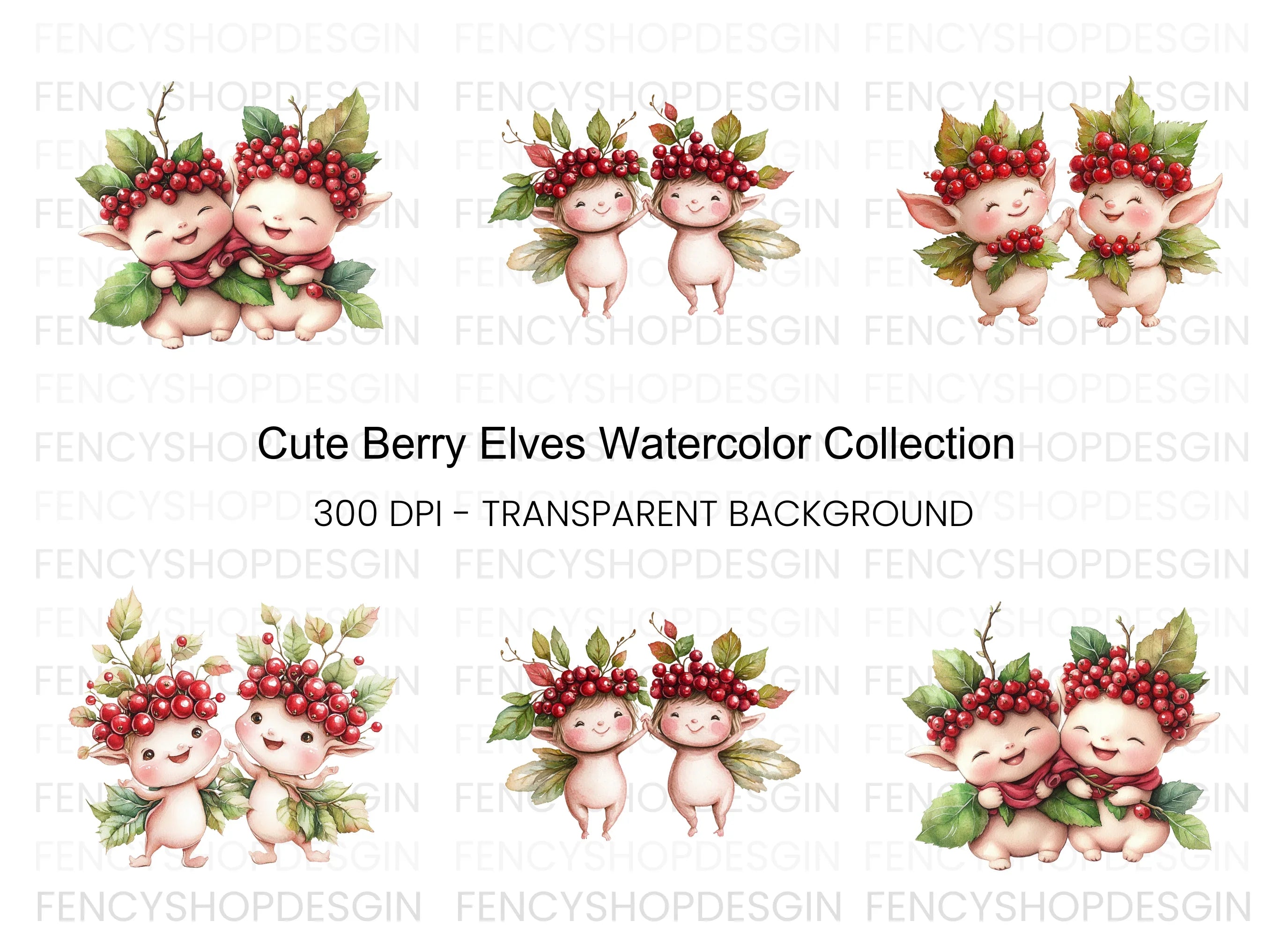 Cute Berry Fairies Clipart Bundle