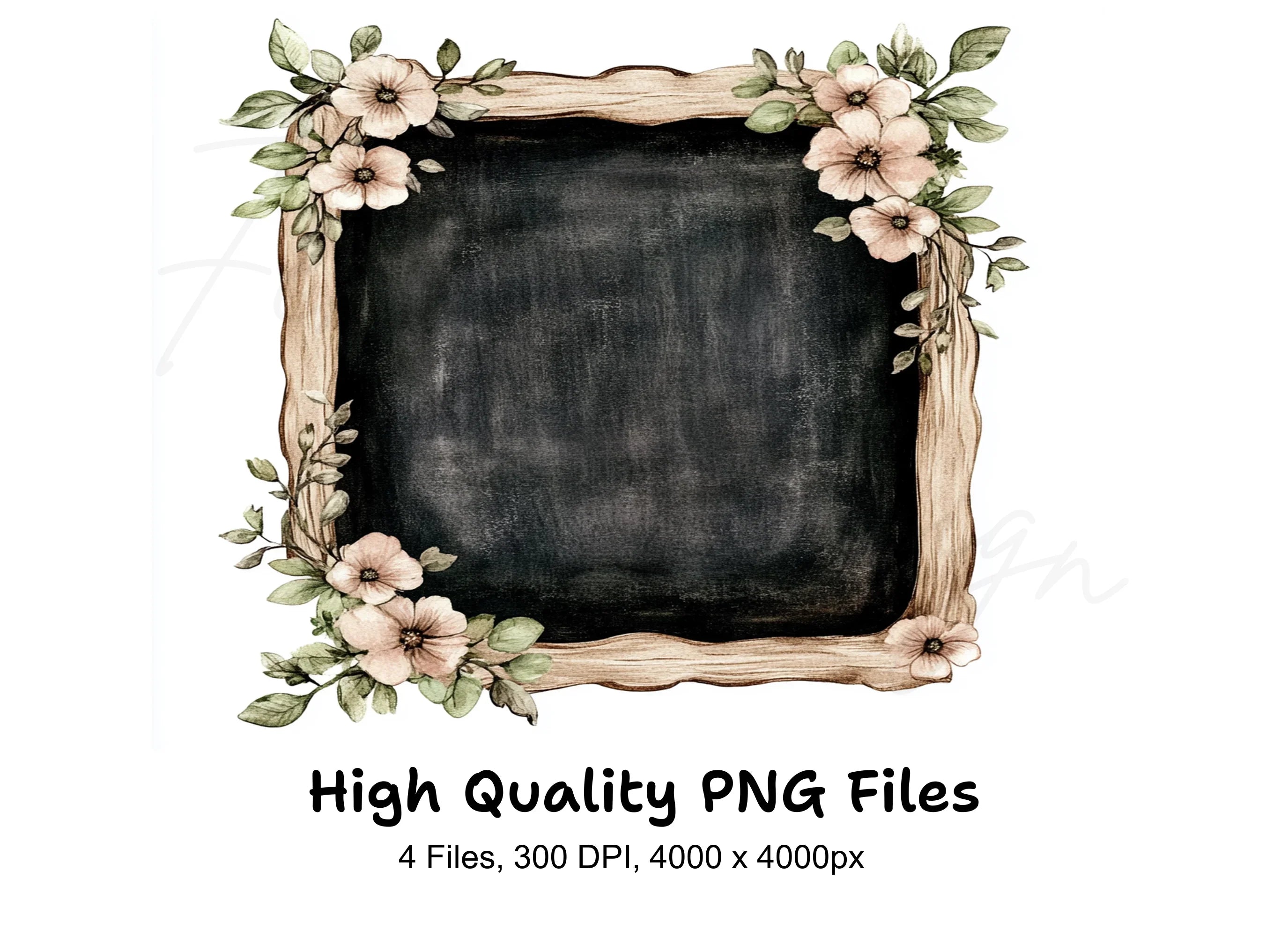 Floral Chalkboard Frame Clipart Bundle