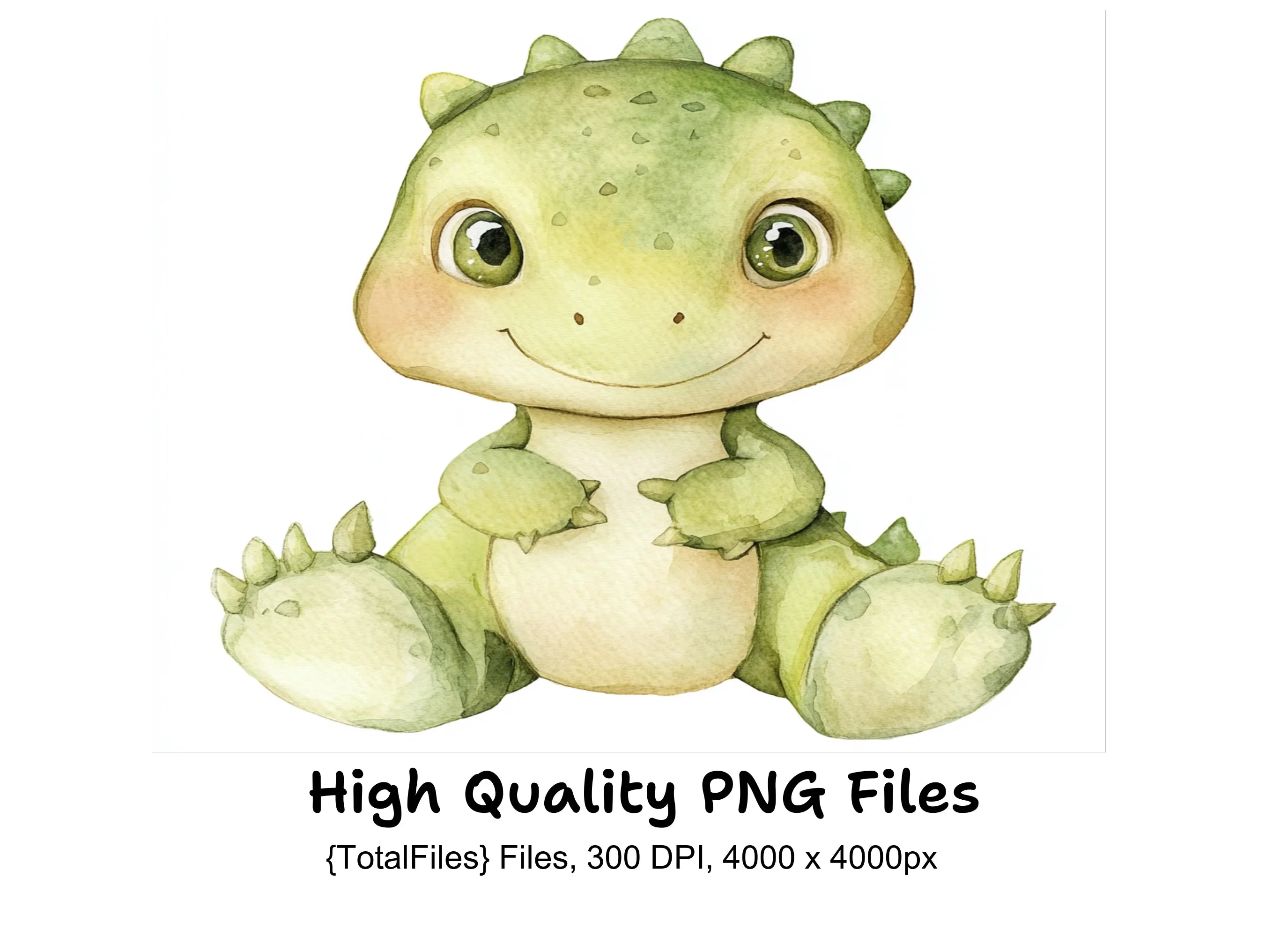 Green Baby Dinosaur Clipart Bundle