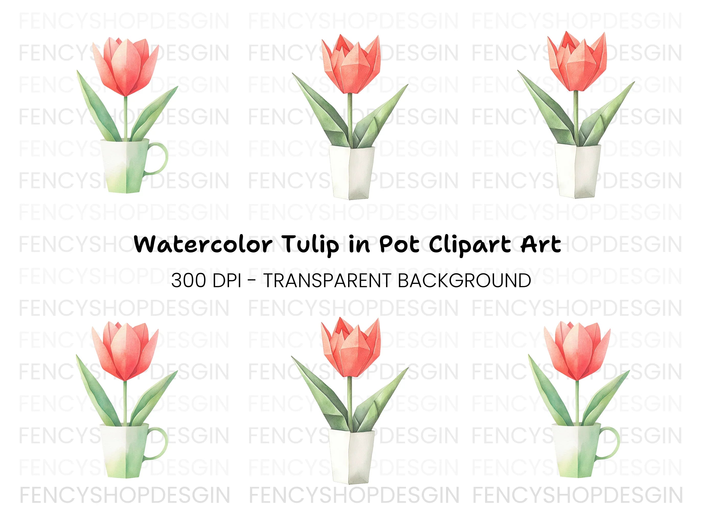 Origami Tulip Clipart Bundle