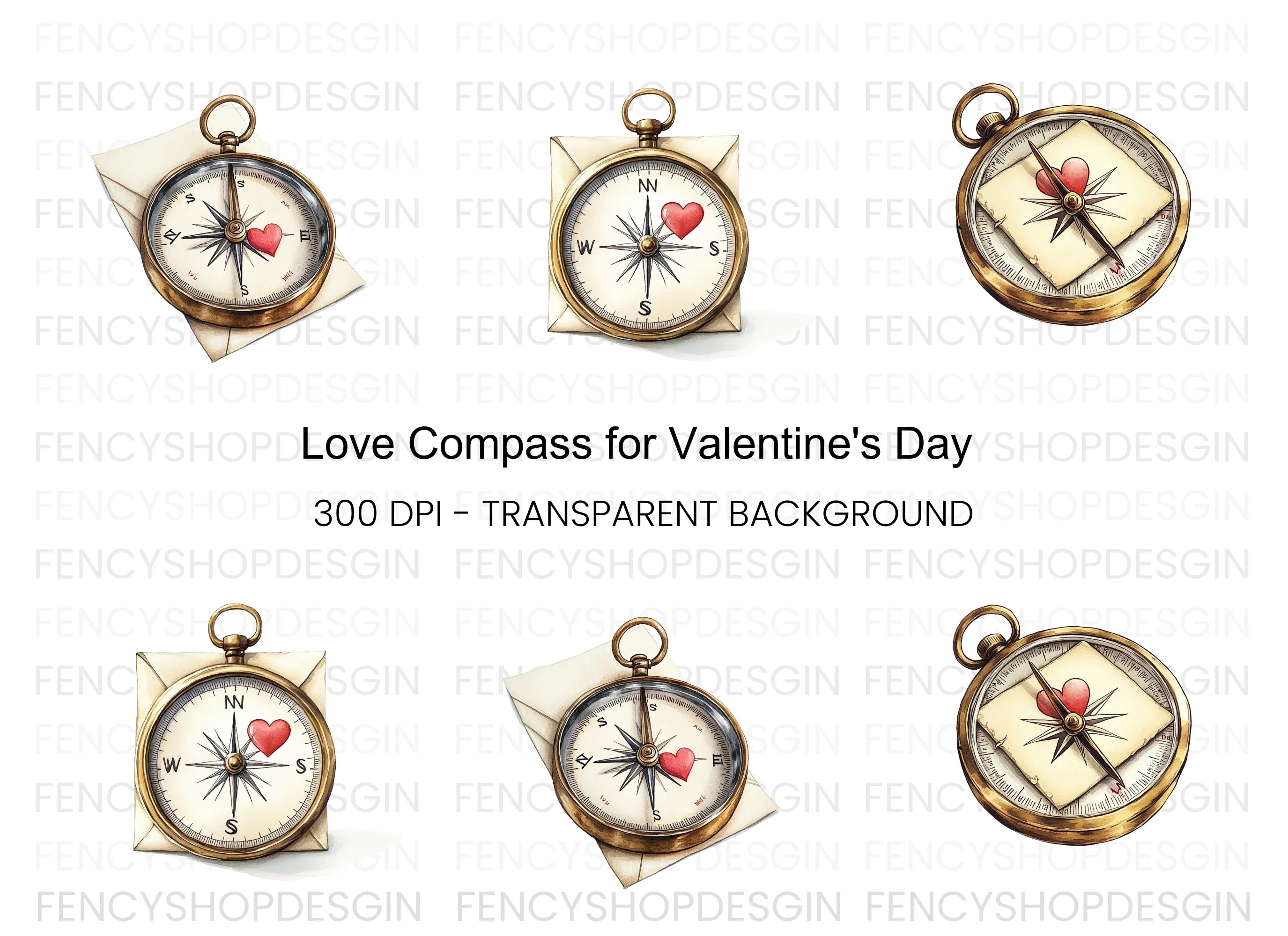 Love Compass Clipart Bundle